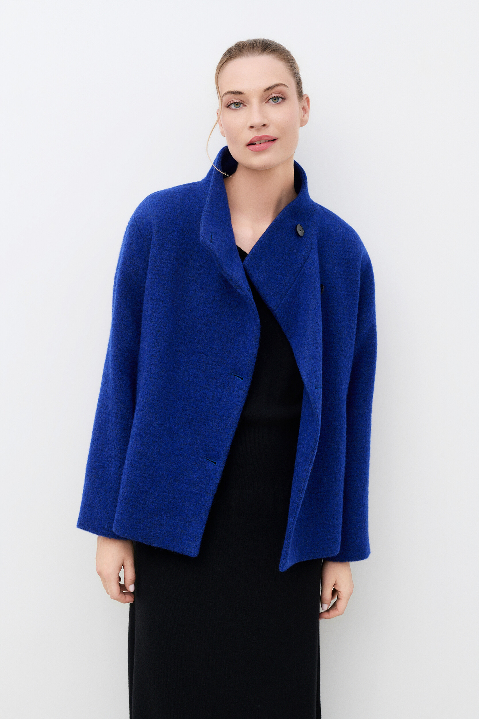 Manteau droit col montant laine alpaga GCOMETE, CAROLL