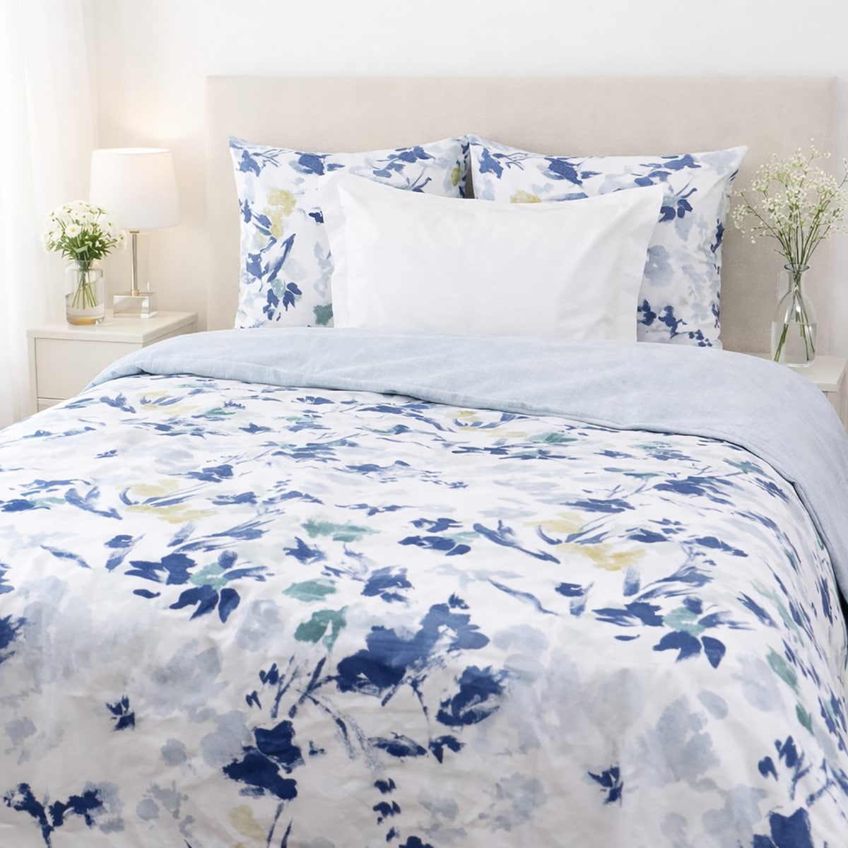 Parure housse de couette imprimés coton réversible FLORALE, LINANDELLE
