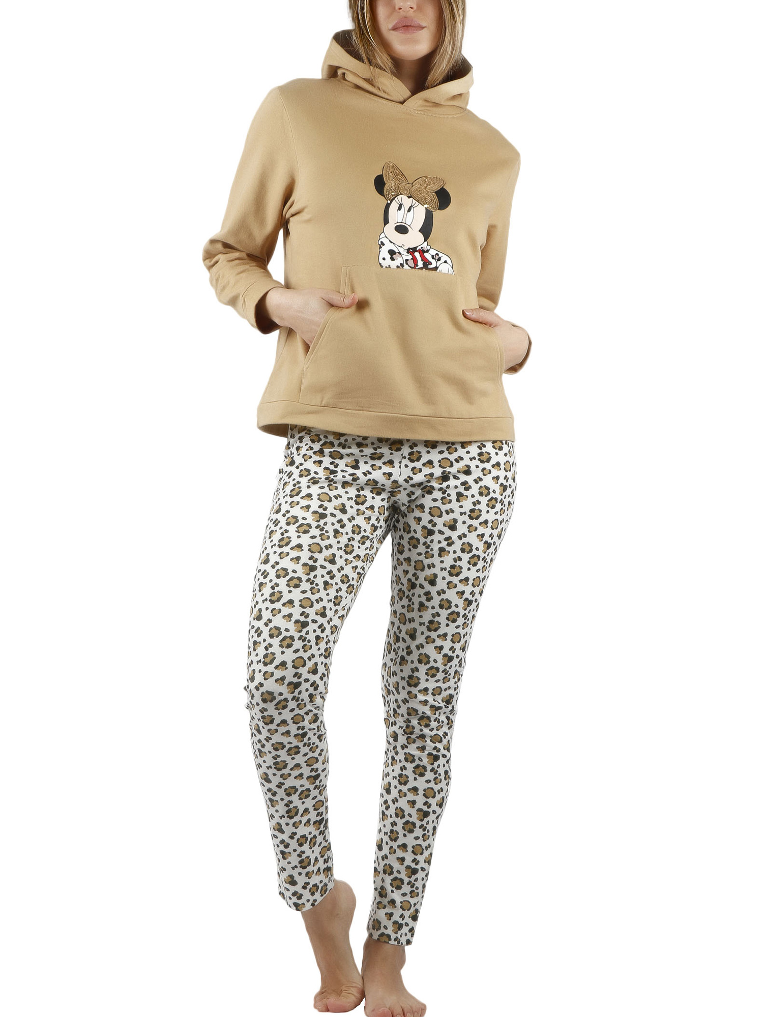 Pyjama tenue pantalon top à capuche Minnie Leopardo Disney, ADMAS