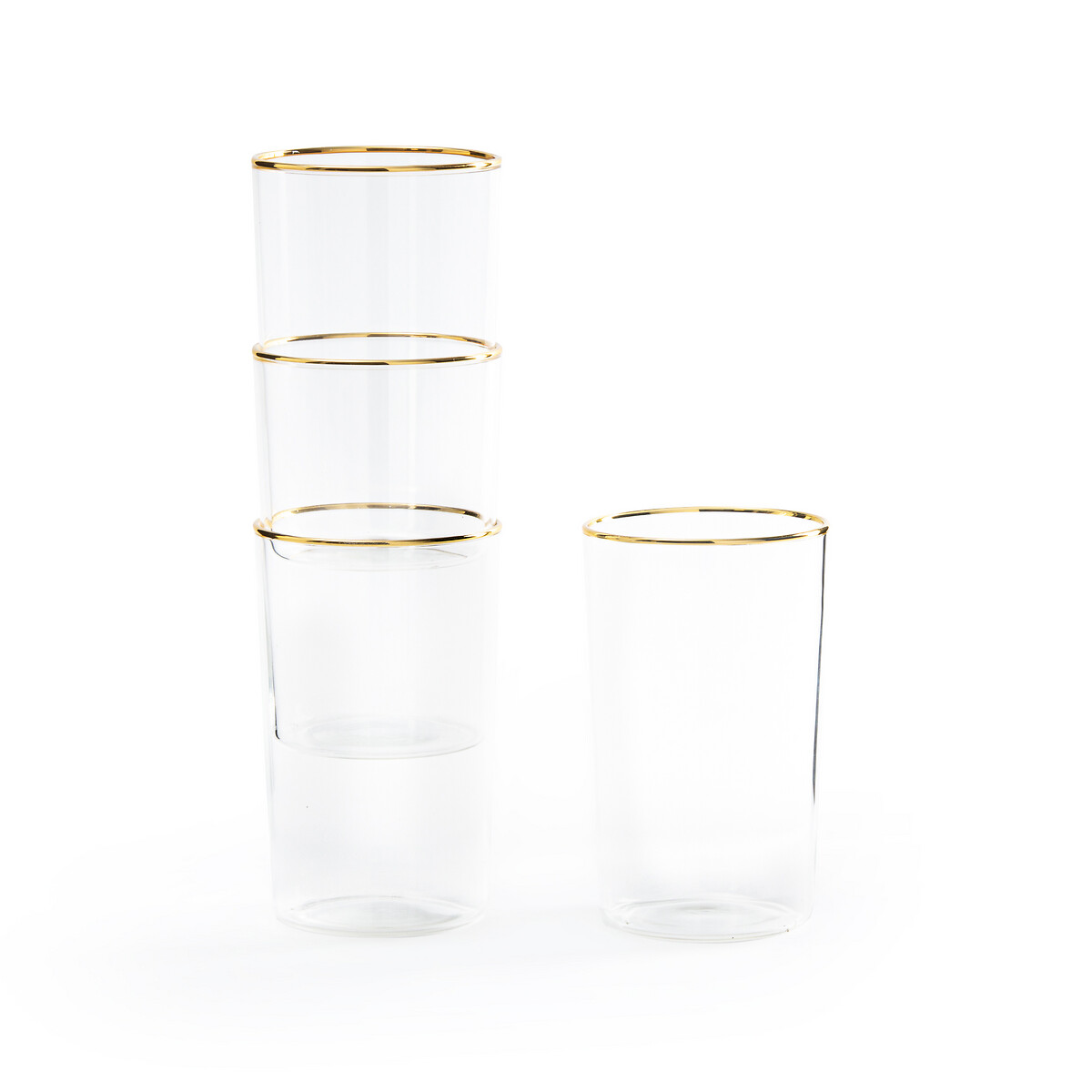 Set of 4 lurik ridged drinking glasses transparent La Redoute