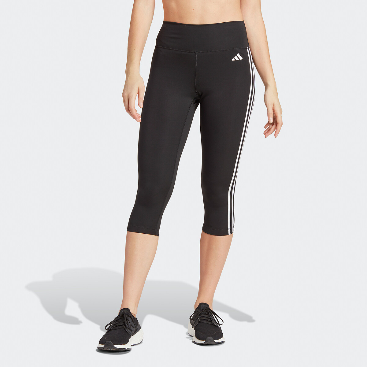 Leggingw 3/4, cintura subida, essentials 3 stripes preto Adidas Performance