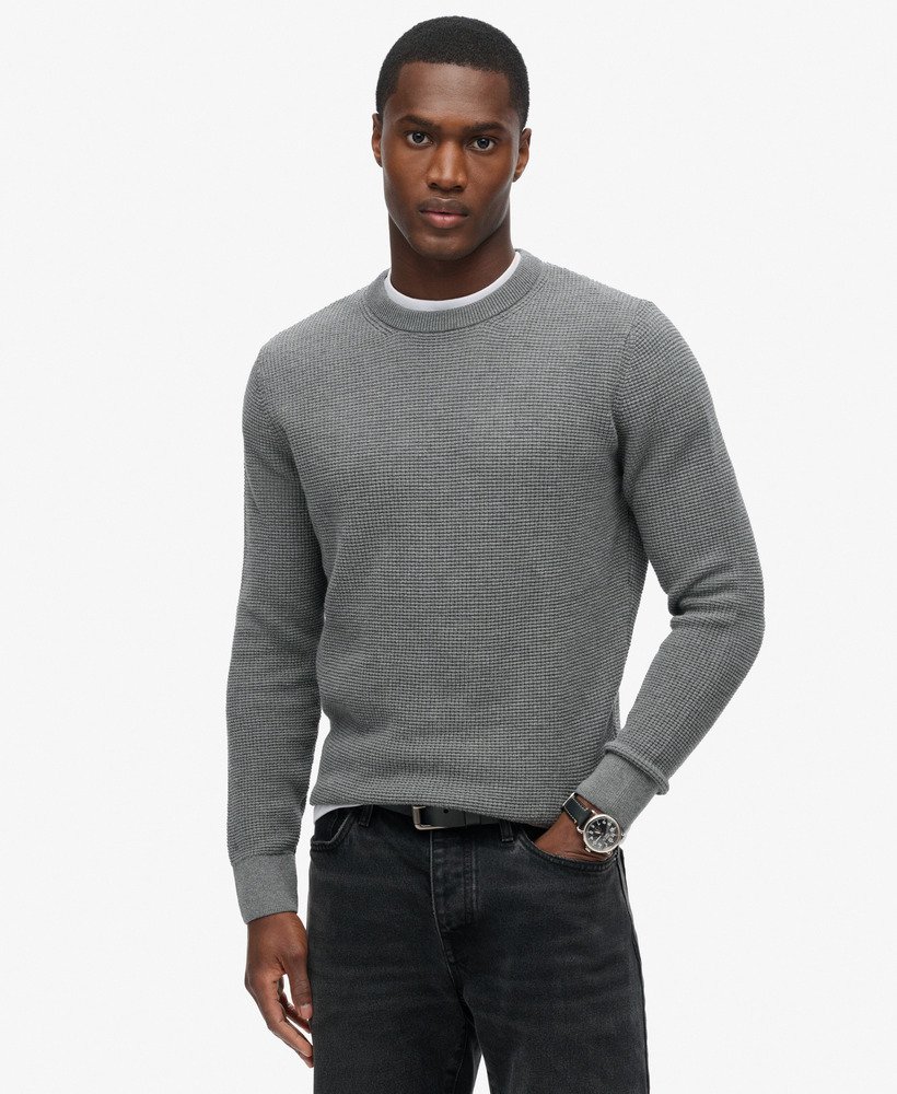 Pull ras-du-cou en maille texturée, SUPERDRY
