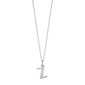 Sterling Silver Art Deco Initial 'Z' Pendant with Cubic Zirconia Stone Detail BEGINNINGS image
