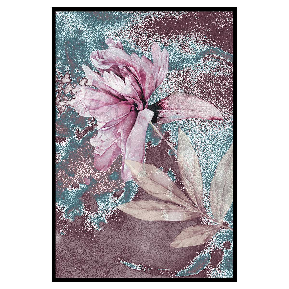 Affiche encadrée fleur rose texturée, HEXOA