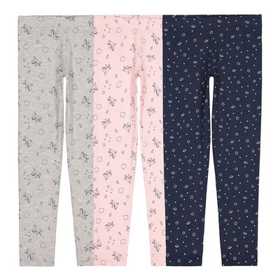 Pack of 3 Leggings in Organic Stretch Cotton, Unicorn/Star Print LA REDOUTE COLLECTIONS
