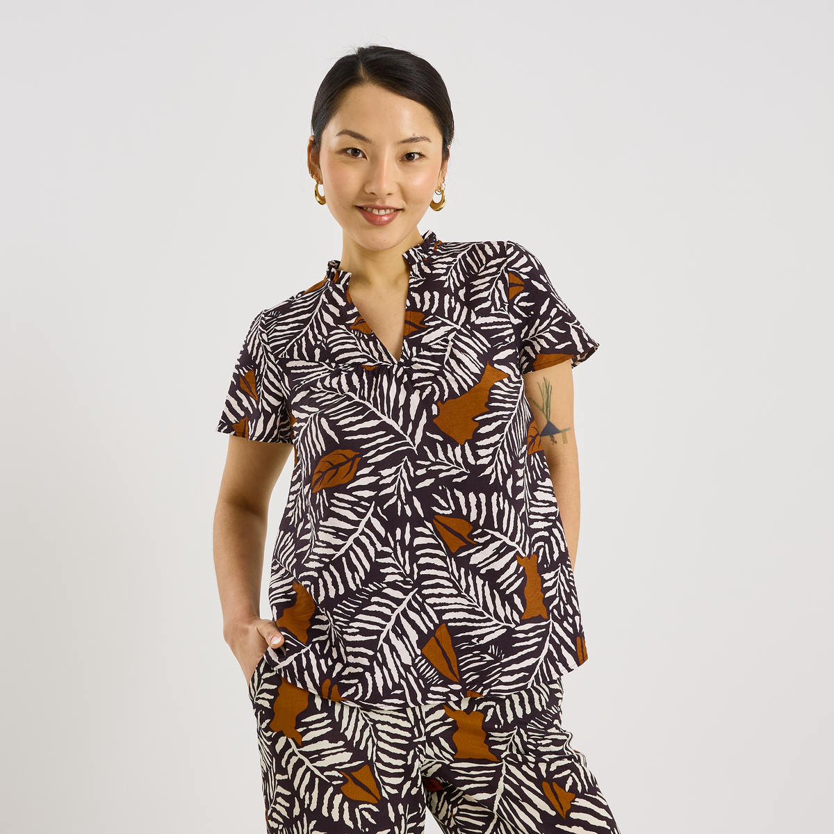 Blouse imprimée manches courtes, GRAIN DE MALICE