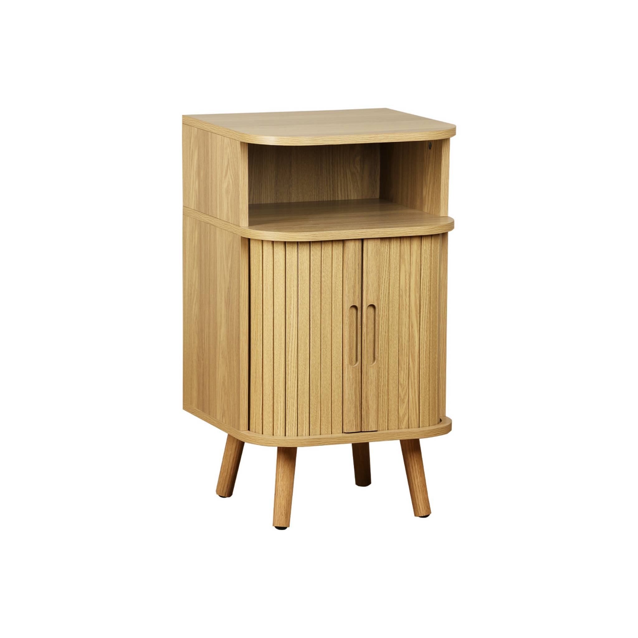 Table de chevet scandinave décor bois 2 portes coulissantes LEGACY, SWEEEK