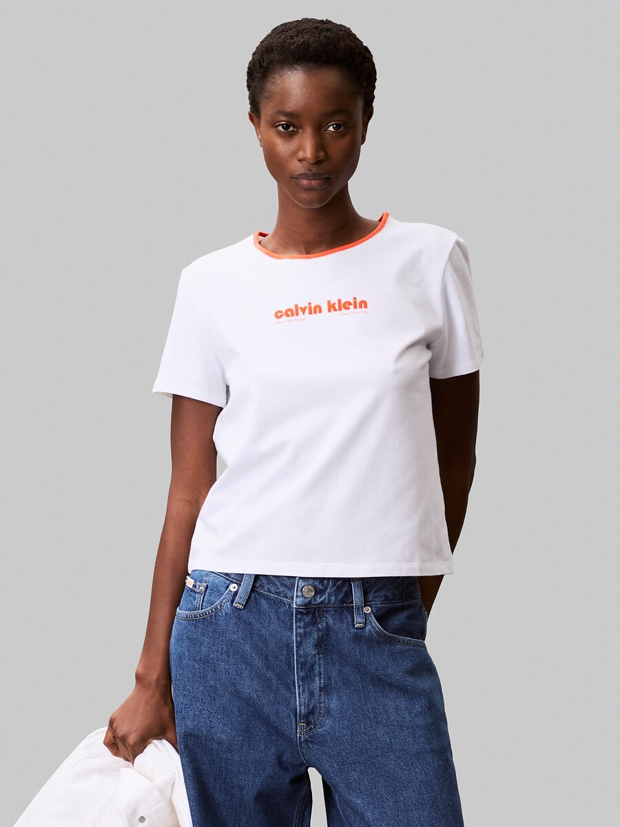 Retro Logo T-Shirt with Short Sleeves, CALVIN KLEIN JEANS