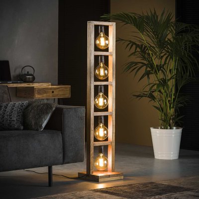 Lampadaire contemporain échelle bois 5 lampes LUCKNOW PIER IMPORT