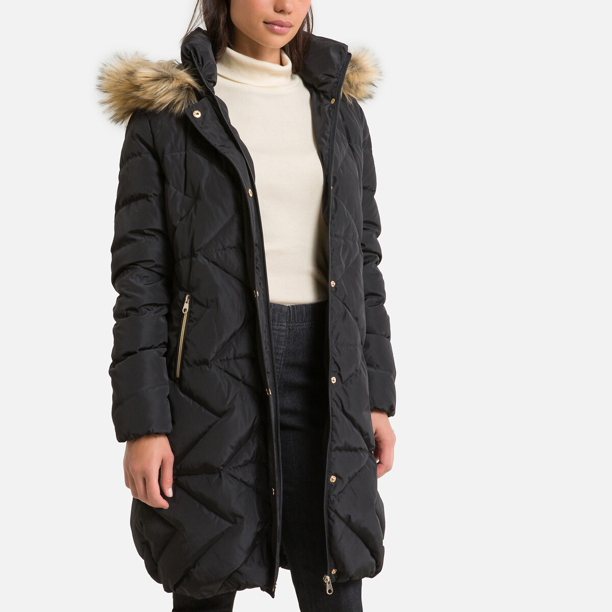 Long Padded Winter Jacket with Hood