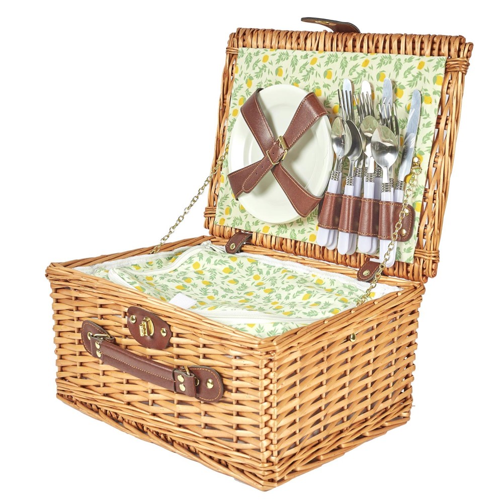 Panier De Pique Nique Pour 4 Personnes Vert, DECORATIE