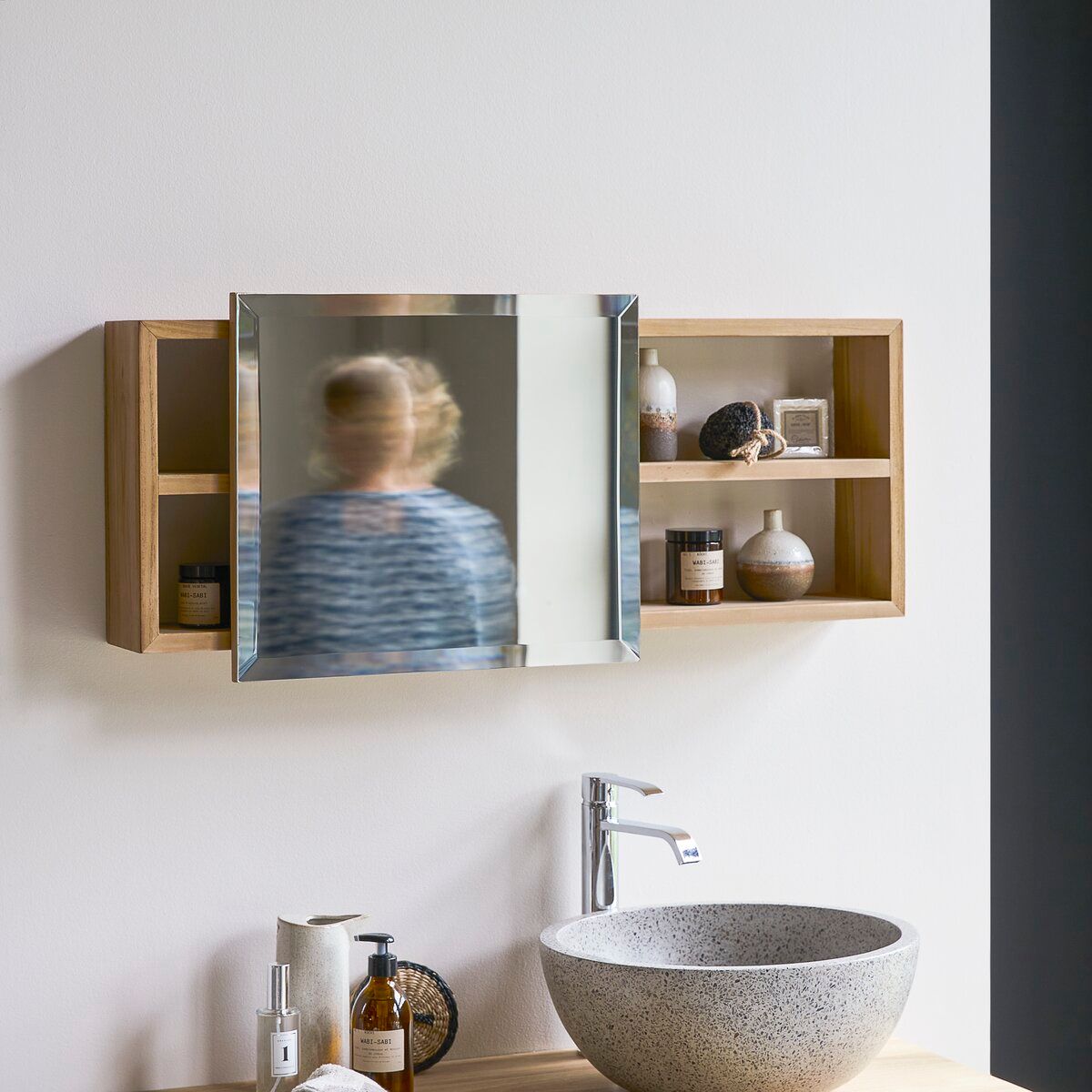 Etagère murale de Salle de Bain horizontale en bois de Palissandre Bahya