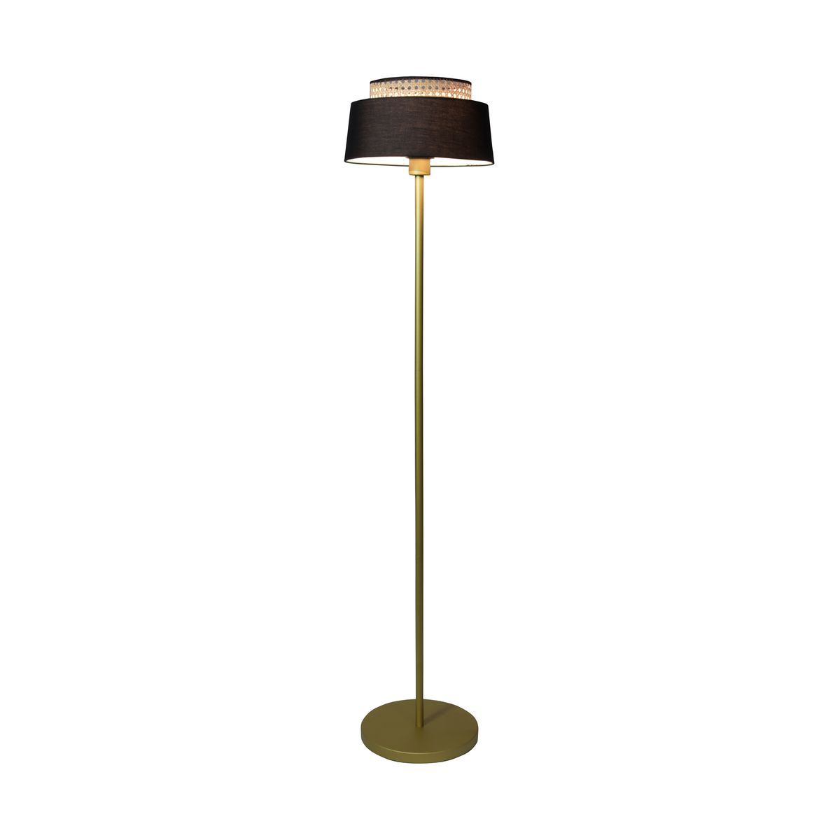 Lampadaire de salon - Pied doré et verre Opaline - H150 cm