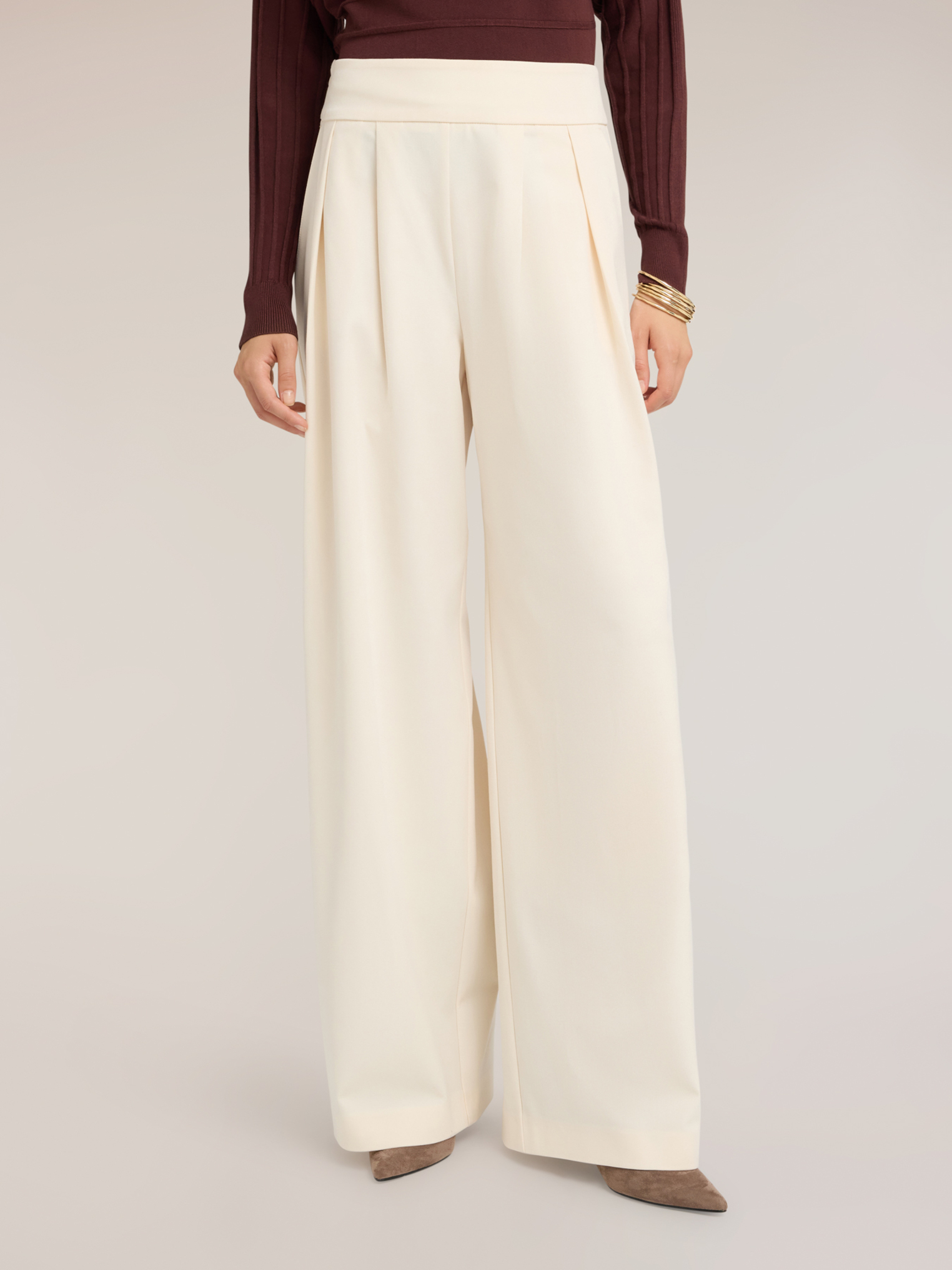 Pantalon palazzo taille haute avec pinces, MOTIVI