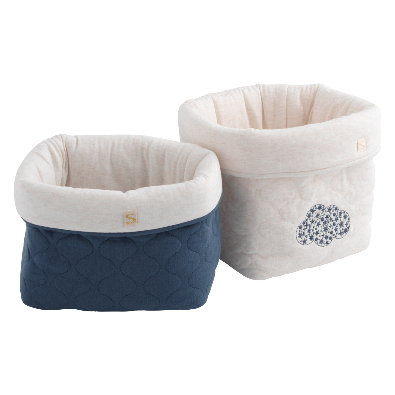 Lot de 2 panières de rangement en coton matelassé, SAUTHON