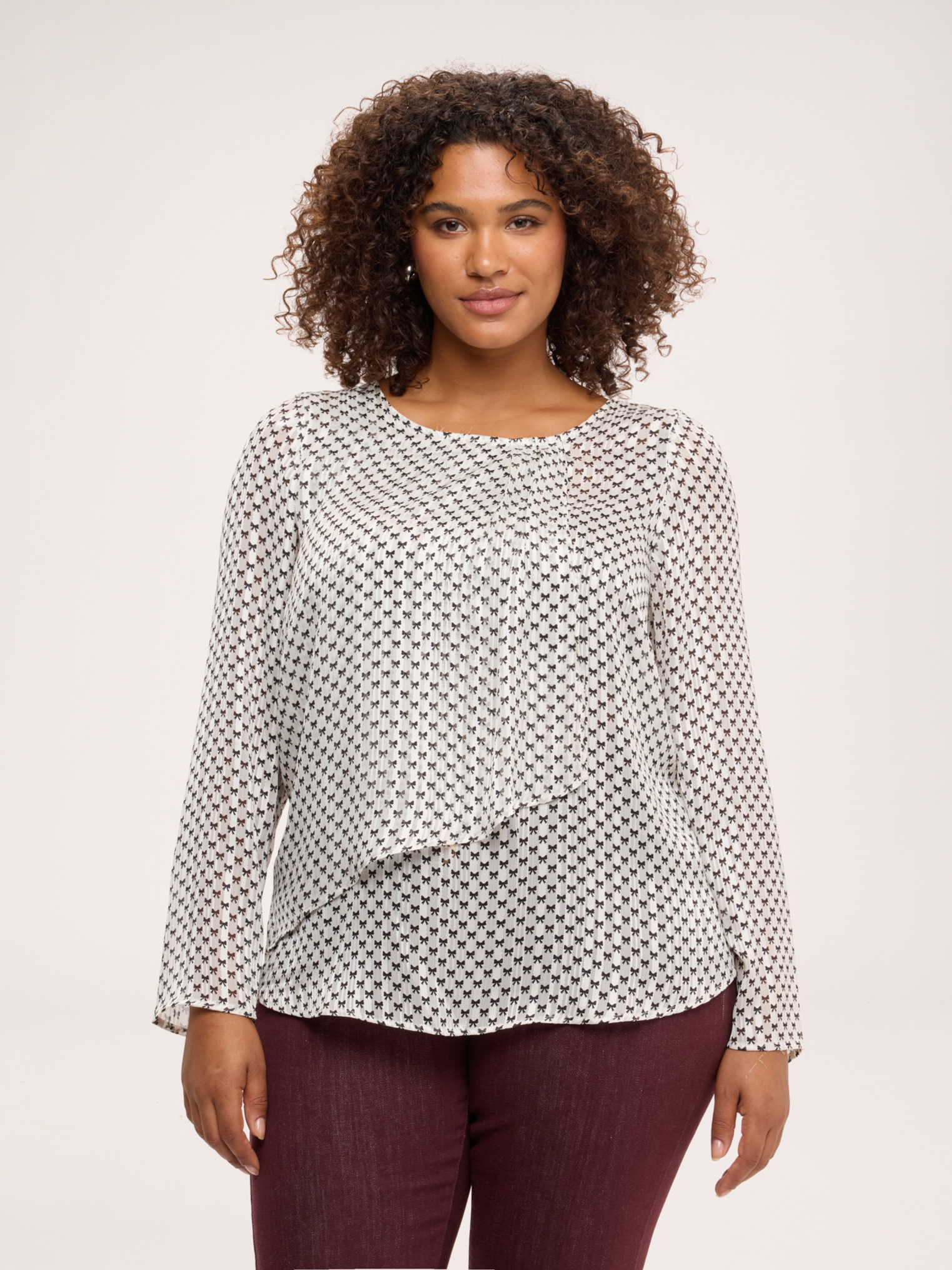 Blouse avec imprimé et volant, FIORELLA RUBINO