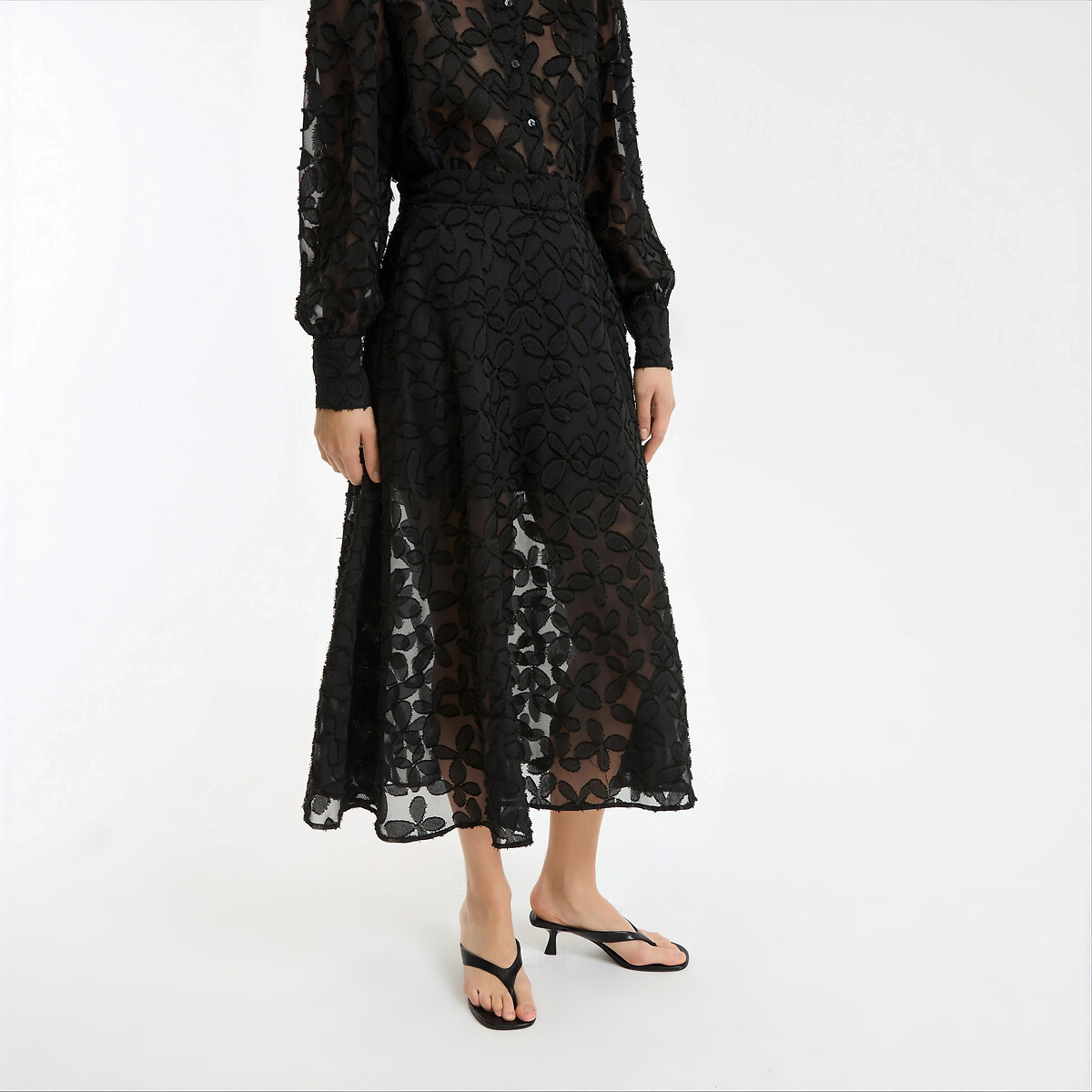 Full Maxi Skirt in Dévoré Voile, LA REDOUTE COLLECTIONS