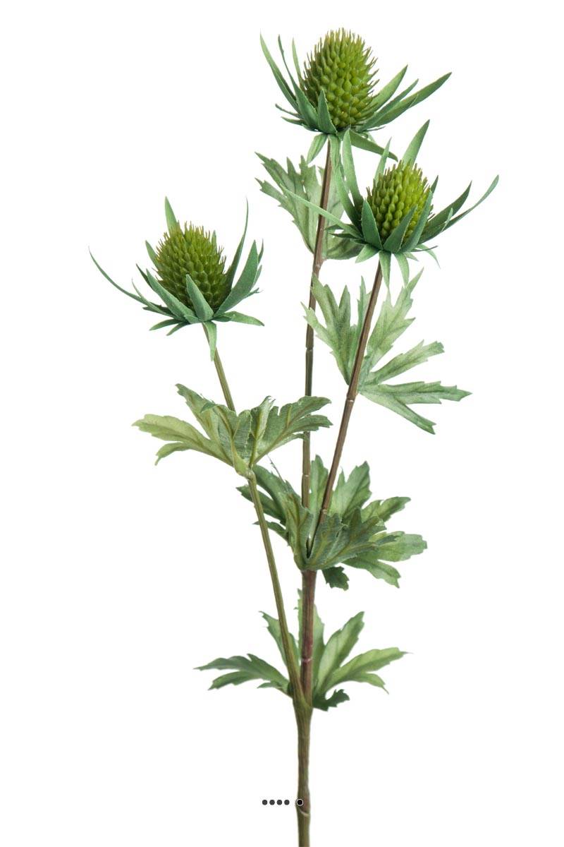 Chardon fleur factice H65cm 3 fleurs, ARTIFICIELLES