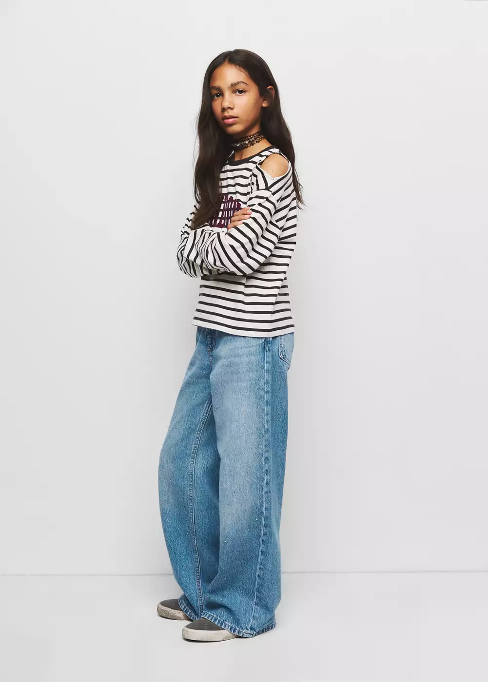 Jean large à strass, MANGO KIDS