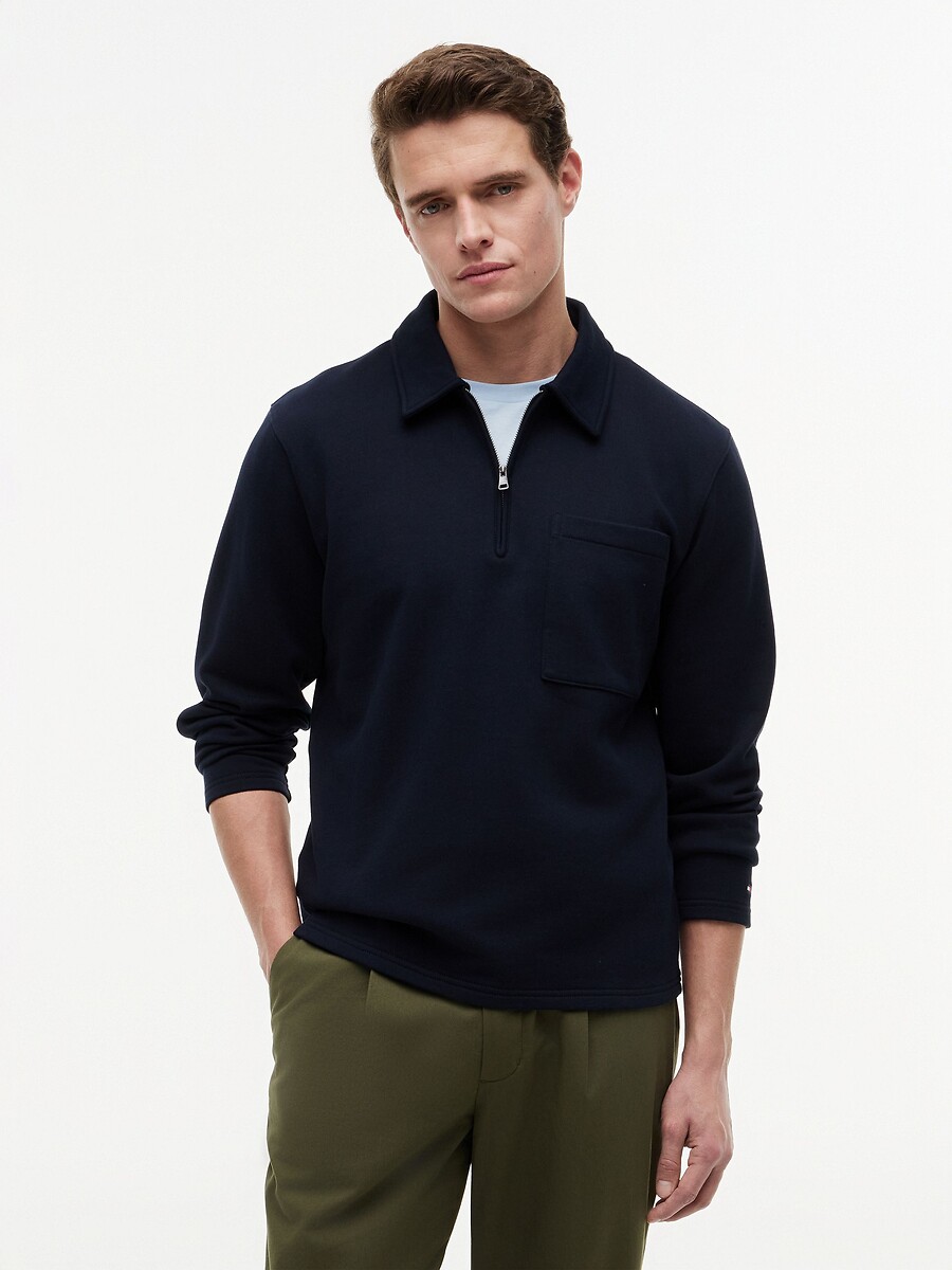 Sweat demi-zippé col montant, TOMMY HILFIGER