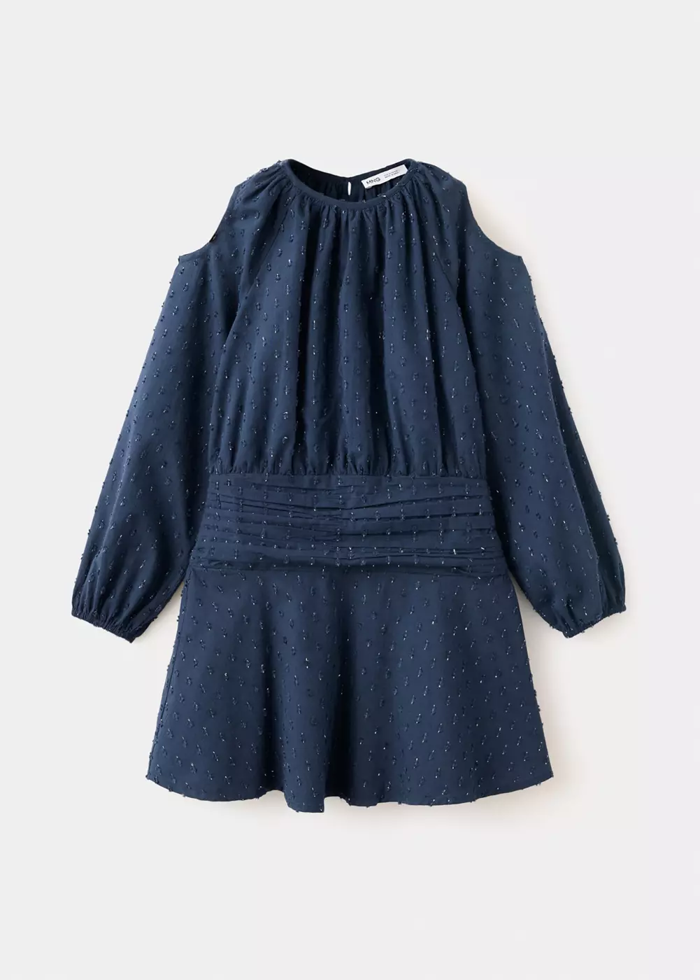 Robe froncée à détails métallisés, MANGO KIDS