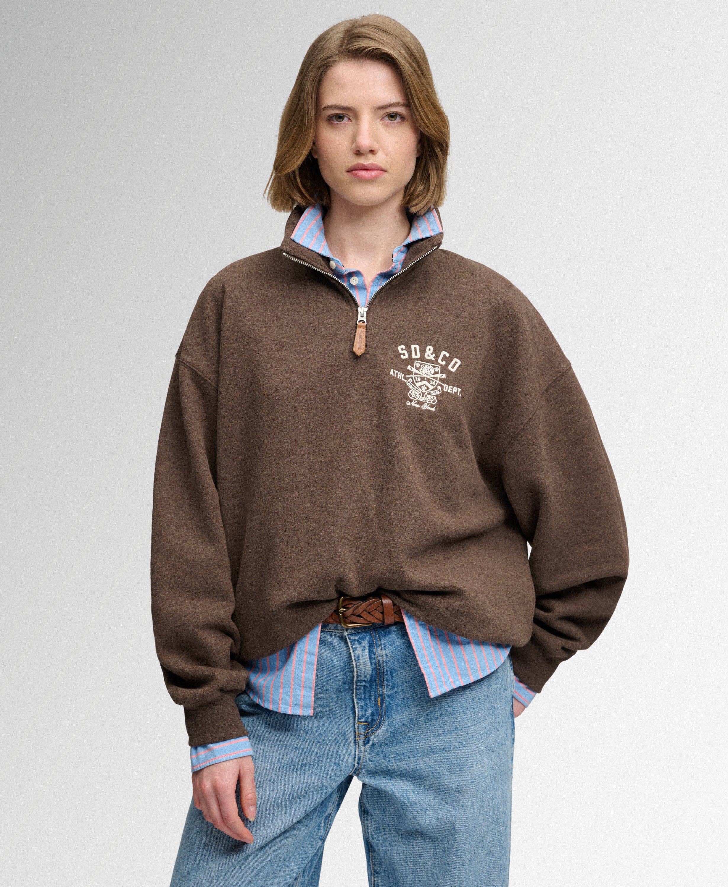 Sweatshirt Country Club Demi-Zip, SUPERDRY