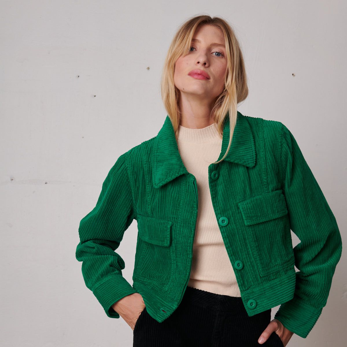 Veste velours verte femme La Redoute