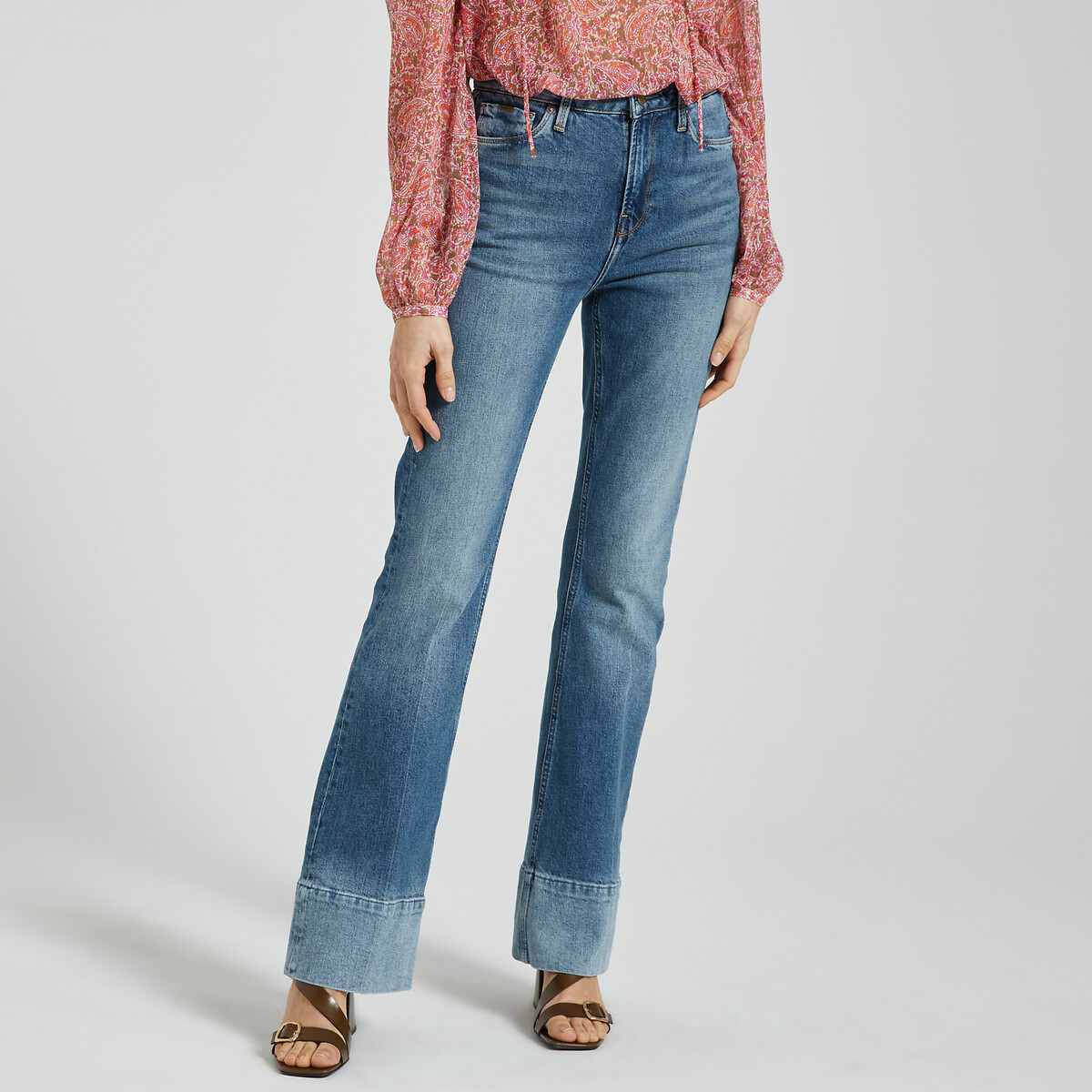 Image of Flared Skinny Jeans with High Waist