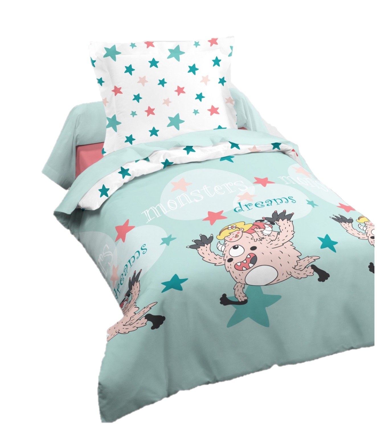 Housse de couette 140 x 200 Monstres, EDEN