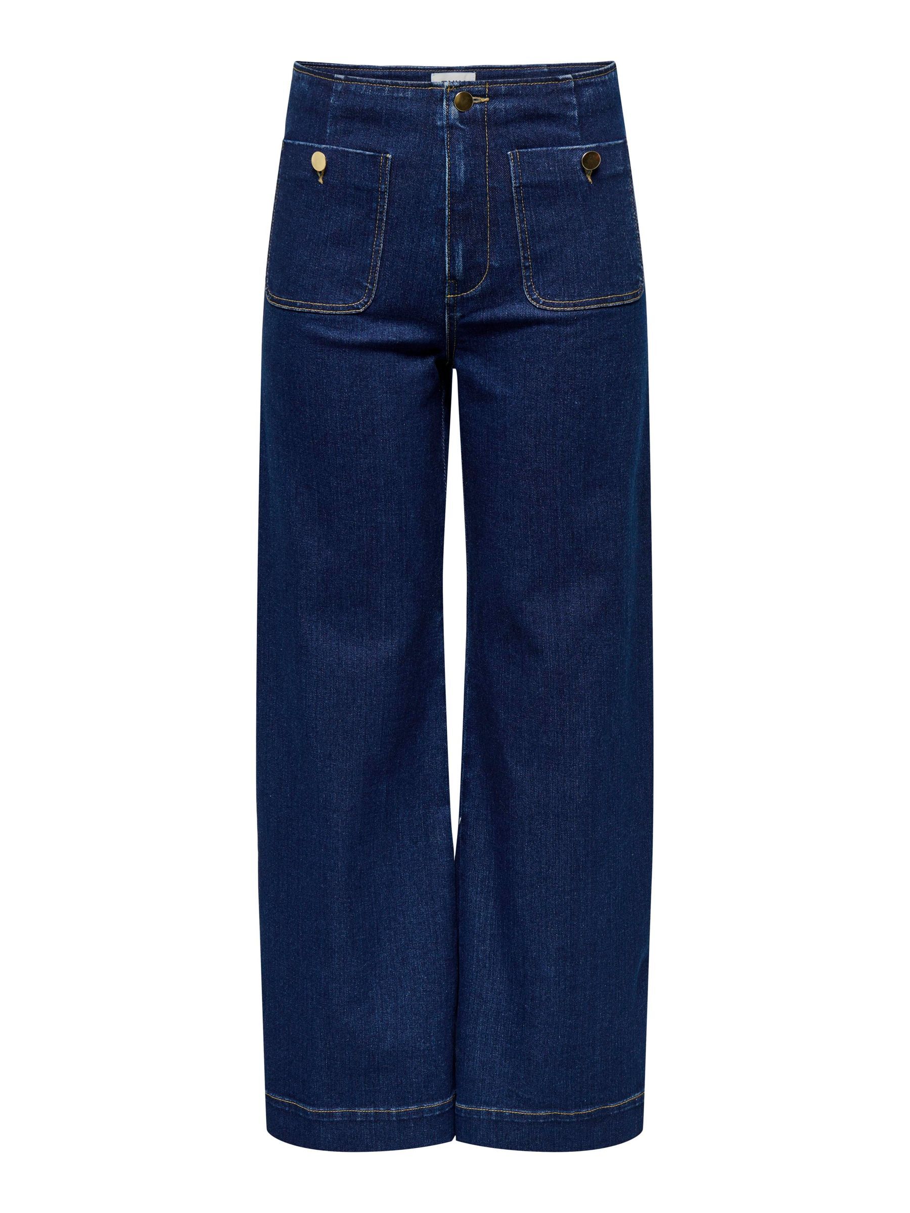 Jean Droit Femme Taille Haute - Coupe Droite En Denim Stretch - Pour Quotidien, Yoga, Sorties - Poches Pratiques - 3