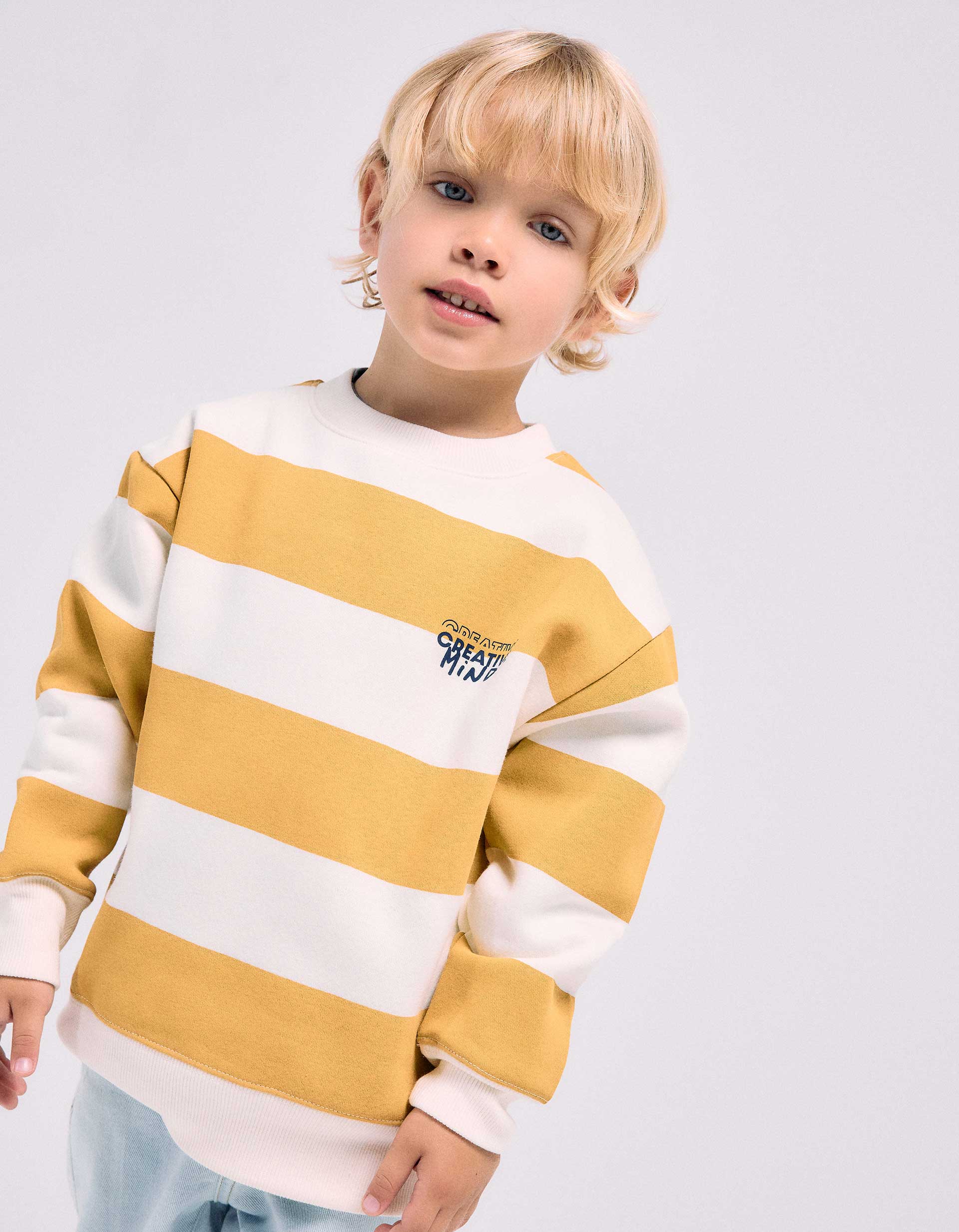 Sweat en coton peigné à rayures et imprimé, ZIPPY