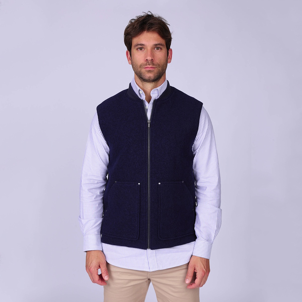 Veste sans manches en laine, MISE AU GREEN