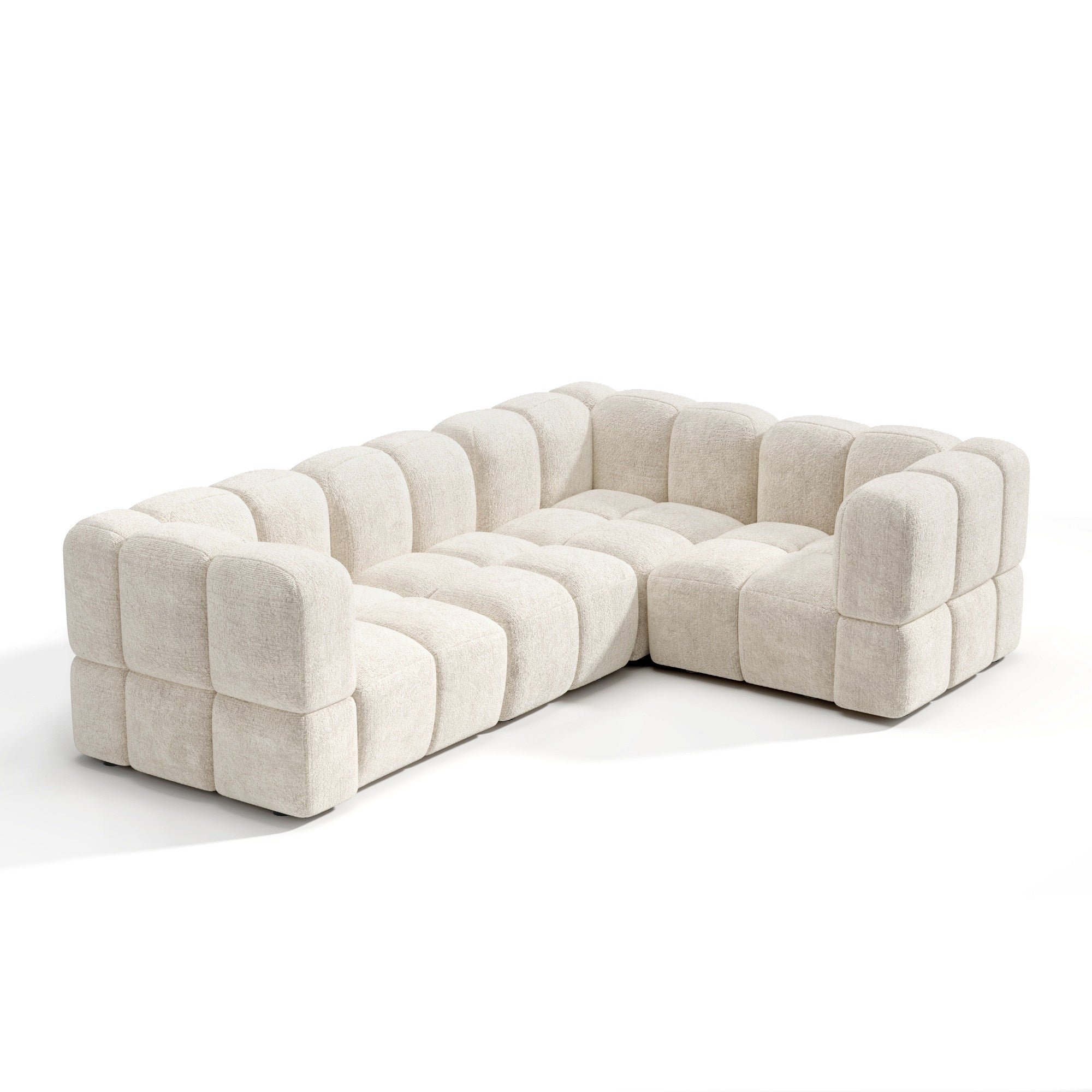 Canapé d'angle droit modulable 6 places en velours texturé NUBI, SIA HOME