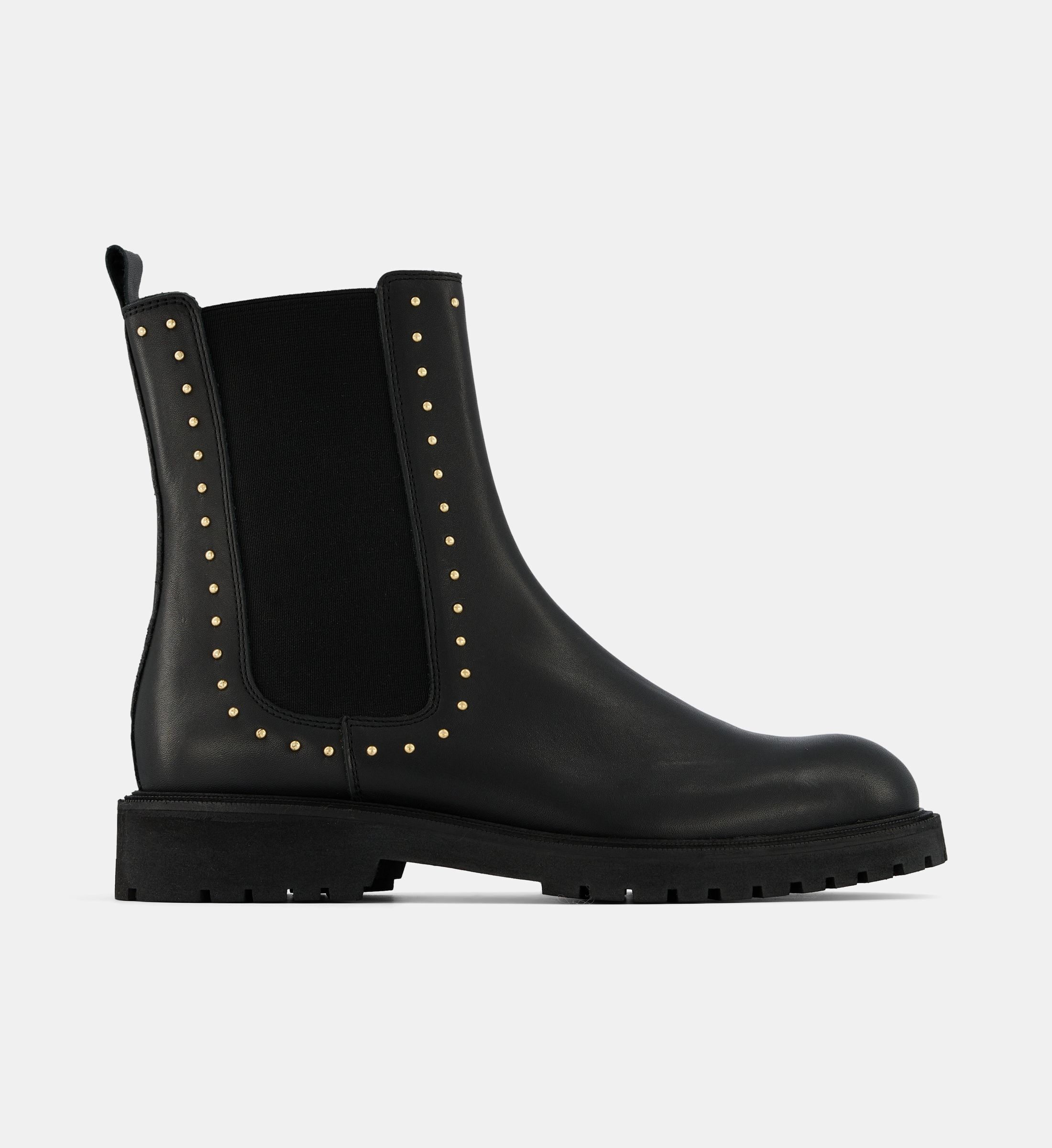 Boots chelsea plates céleste avec studs cuir, GALERIES LAFAYETTE