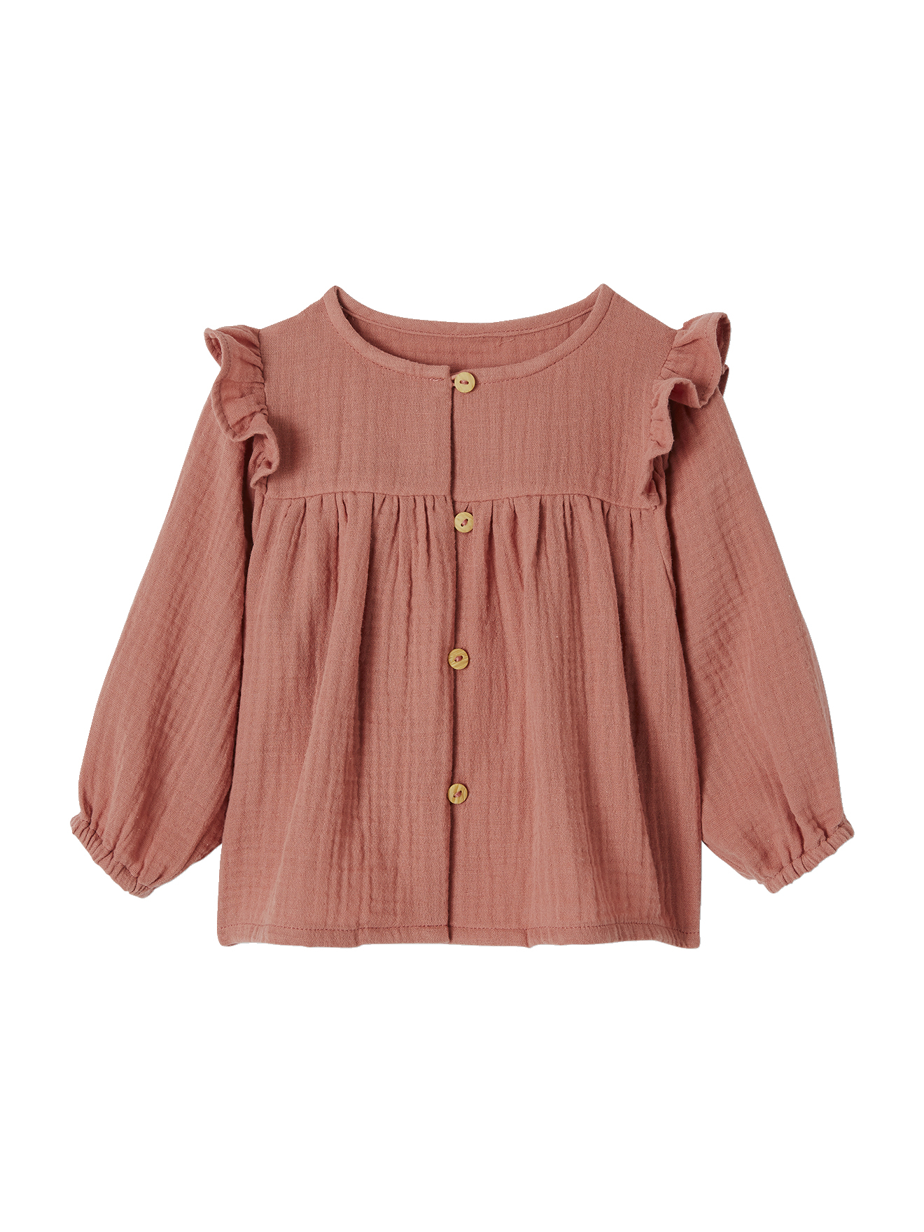 Blouse bébé gaze de coton à volants, VERTBAUDET