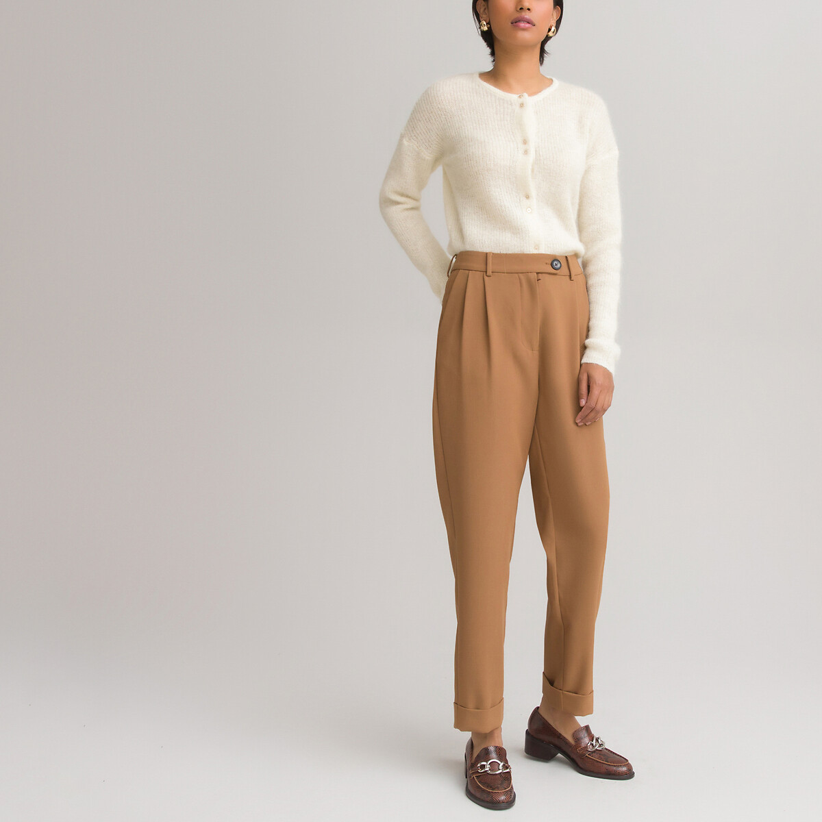 Be Beau Brown Wide Leg Puddle Trousers - Matalan