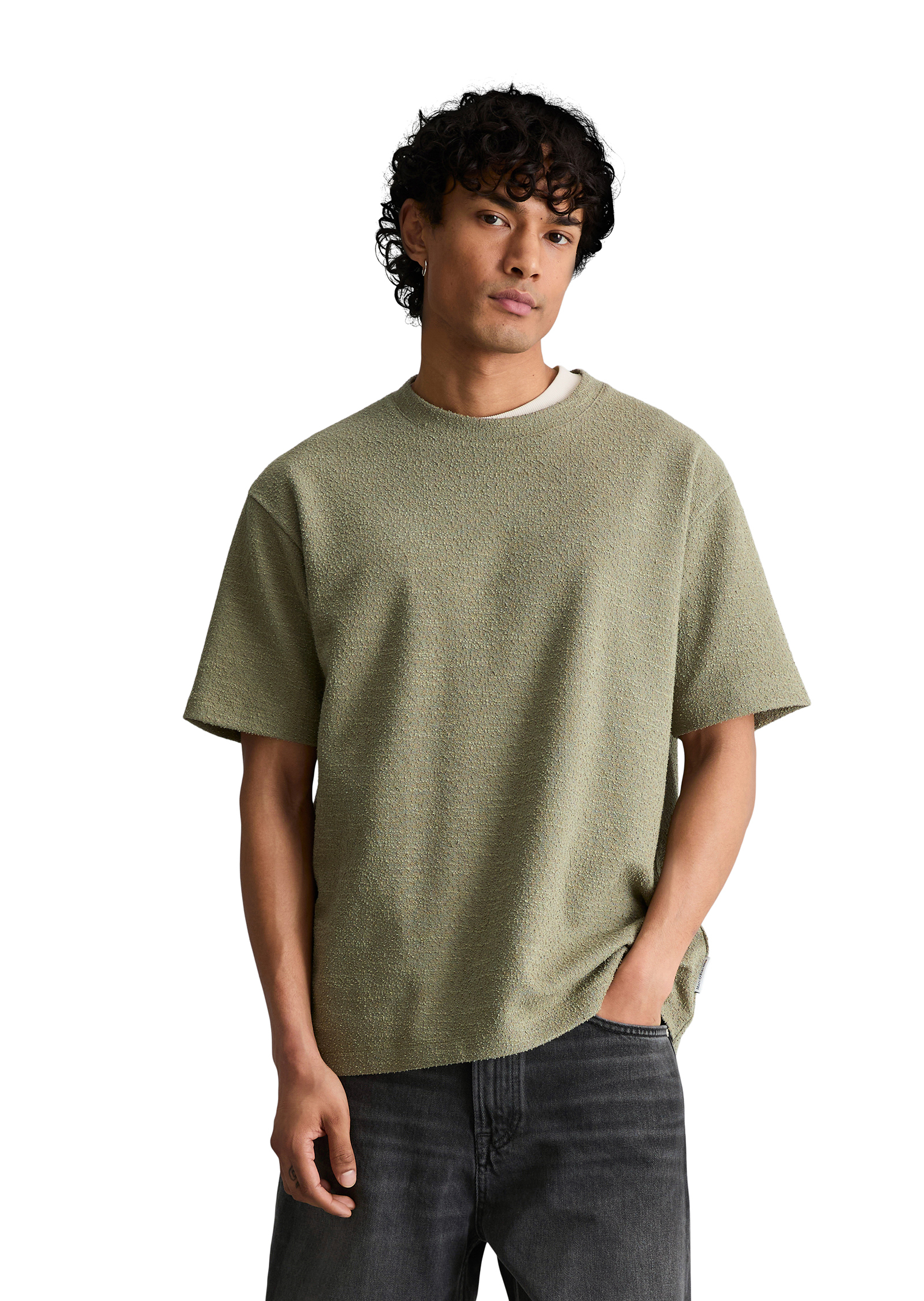 T-shirt relaxed avec une fine structure bouclée, MARC O’POLO DENIM
