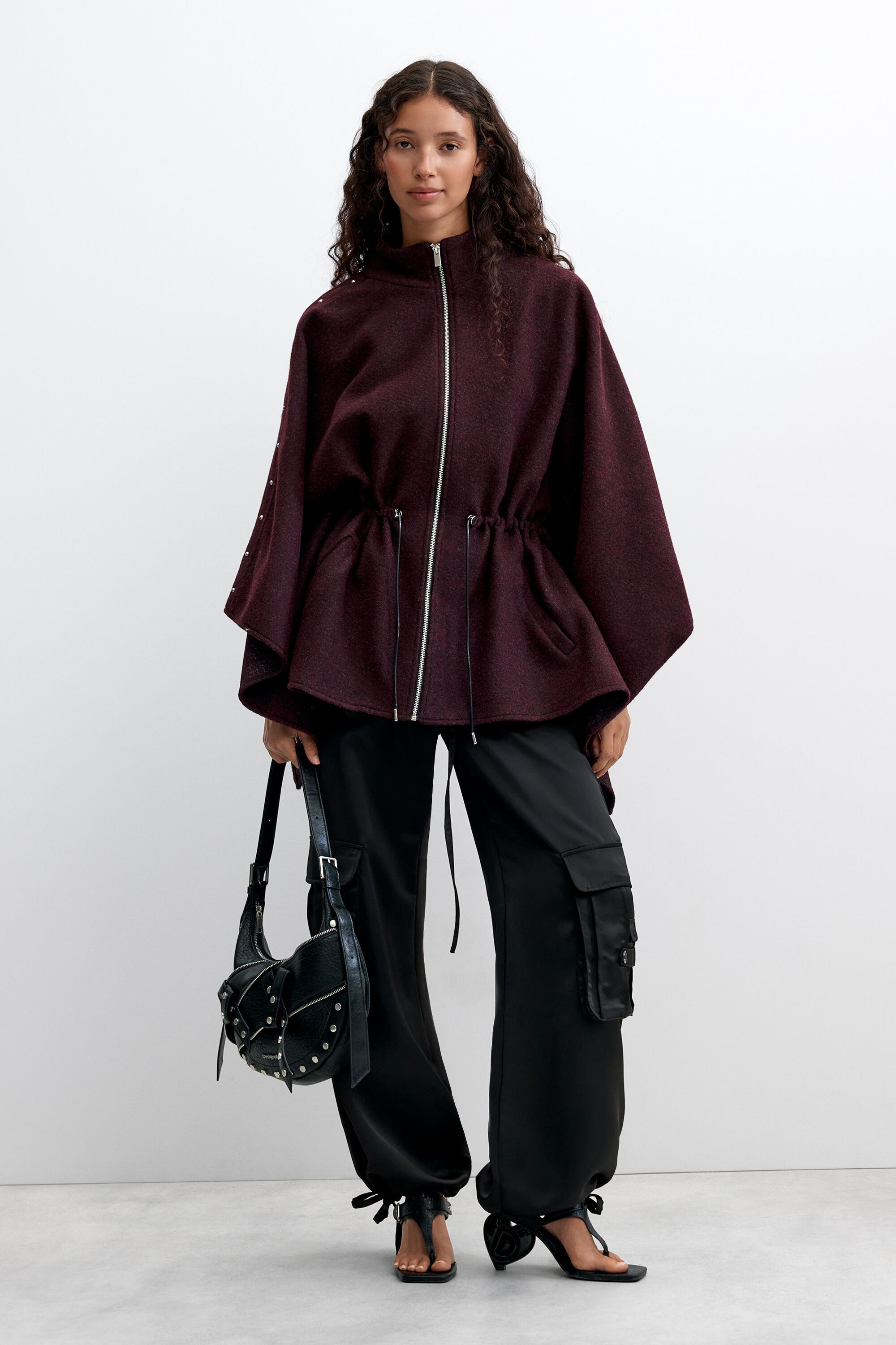 Poncho à fermeture éclair avec ceinture, DESIGUAL