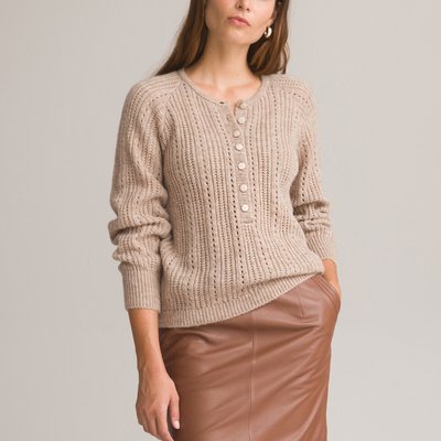Пуловер с тунисским вырезом из тонкого трикотажа пуантель ANNE WEYBURN