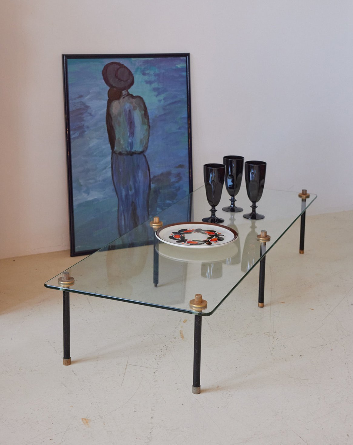 Table basse en verre vintage Donna N°1090 - Bon état, DEBONGOUT
