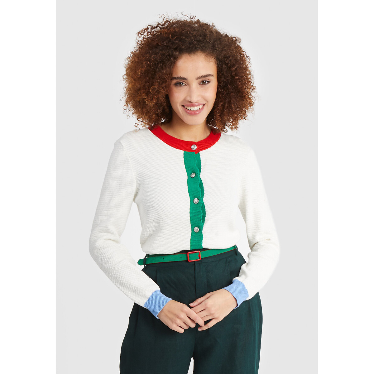 Mädchen Cardigan Langärmlig – Farbblock, Grober Strick, Übergröße – Aus Weichem Acryl, Vorne Offen