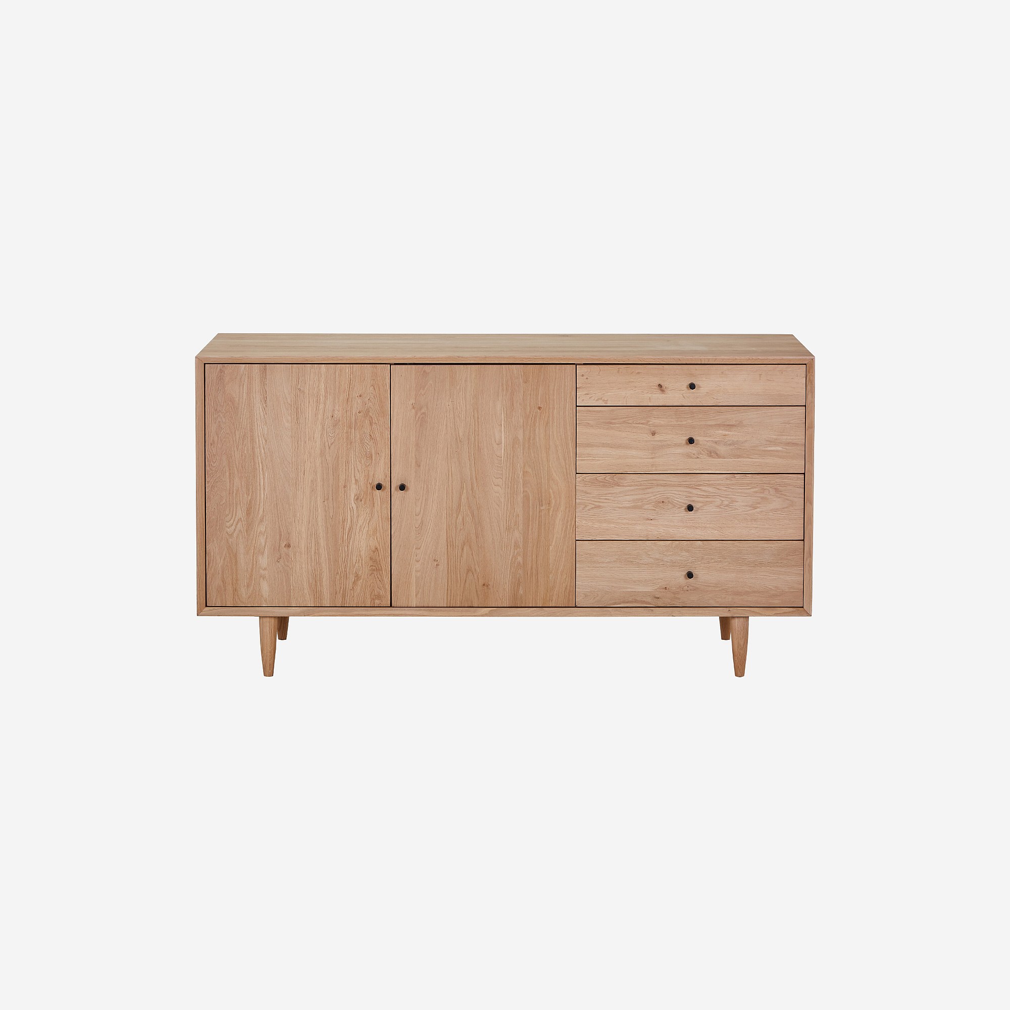 Buffet bas 2 portes et 4 tiroirs en chêne EUGENIE, HABITAT