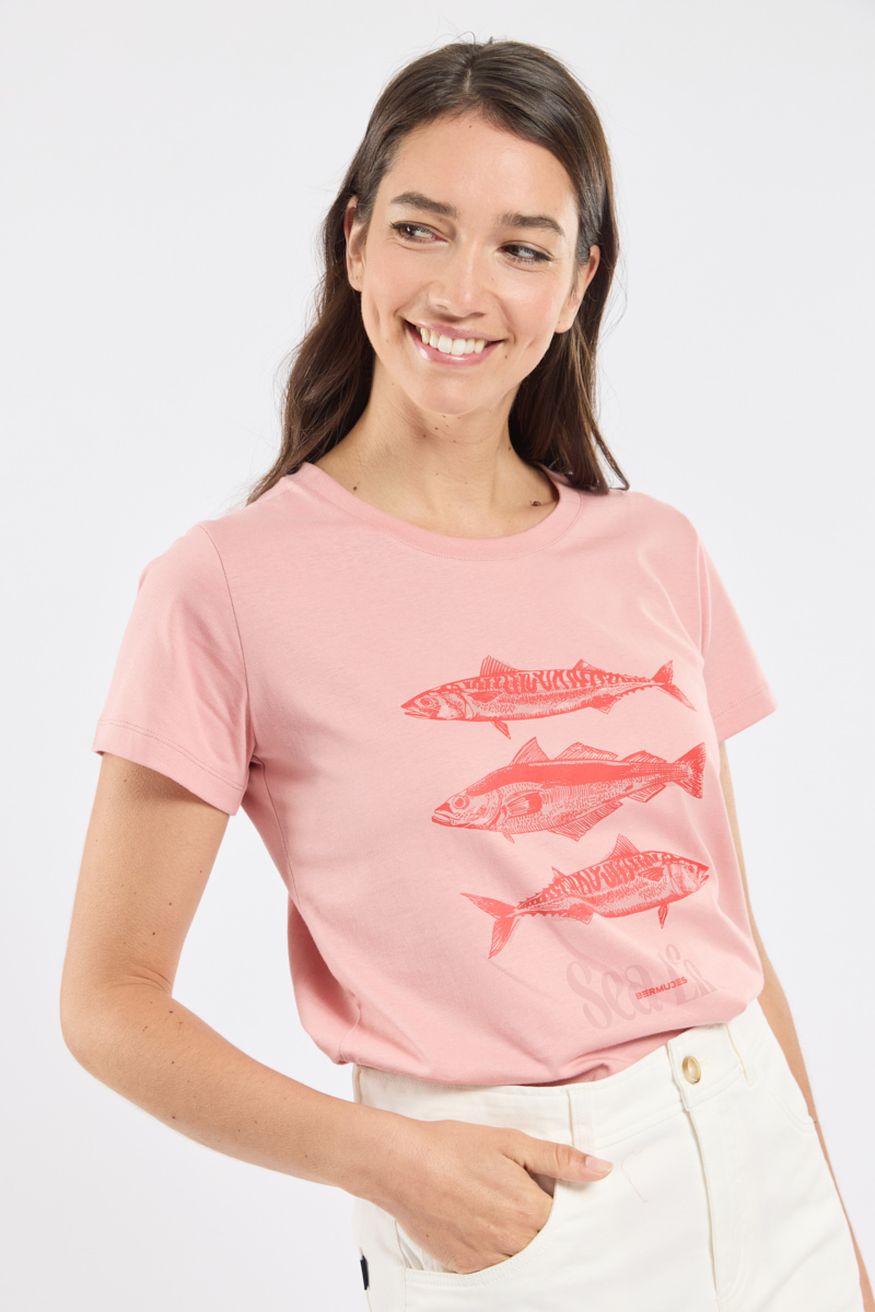 T-shirt sérigraphié en coton CYBAILLE, BERMUDES