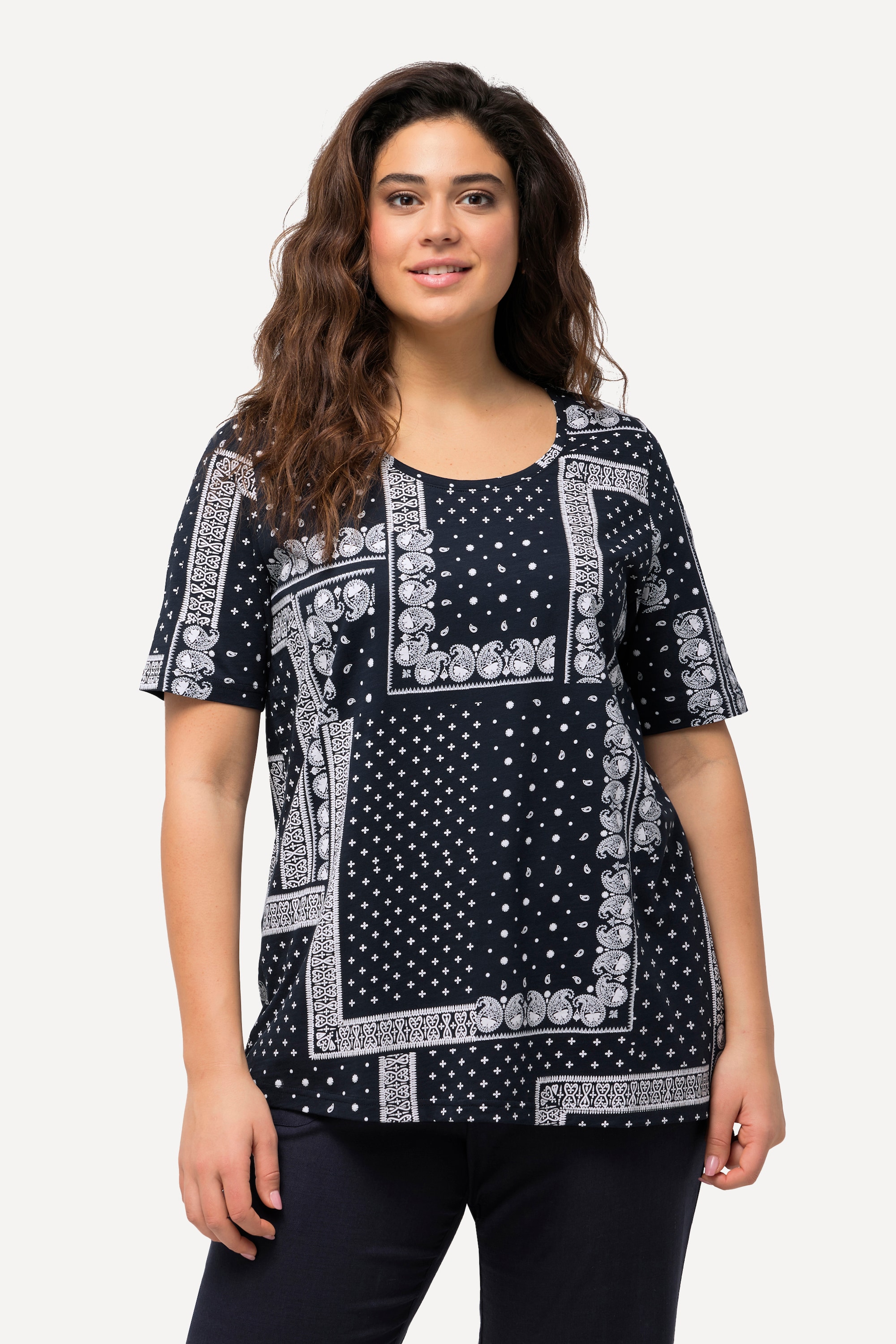 T-shirt en coton bio à motif patchwork, ULLA POPKEN