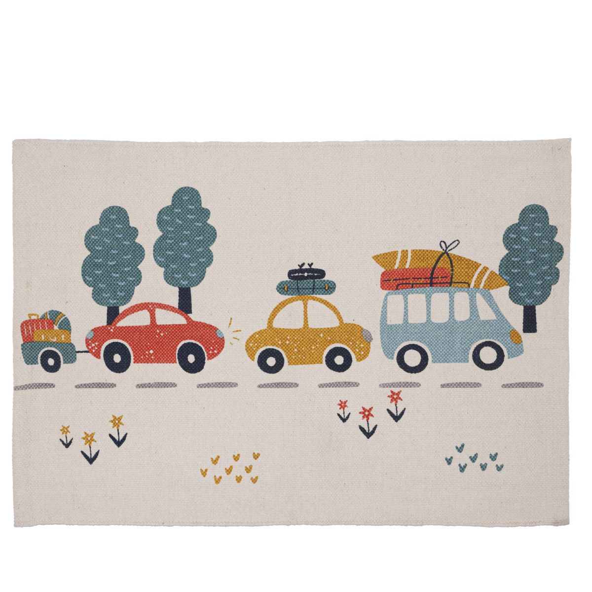 Tapis enfant voiture en coton canvas VEHICULES, FUTURE HOME