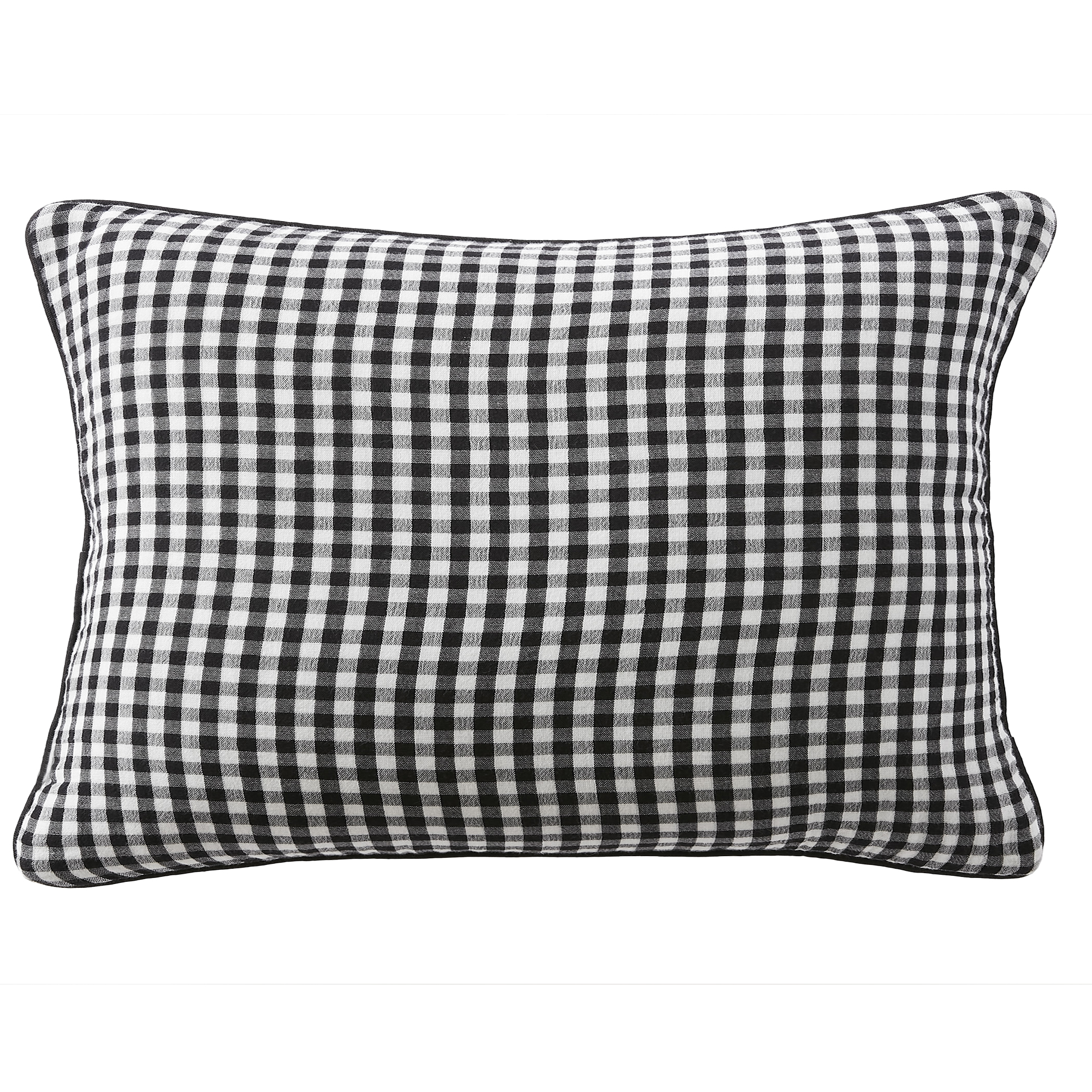 Coussin avec passepoil 40x60 cm Gaze de Coton Quadri truffe, EDEN