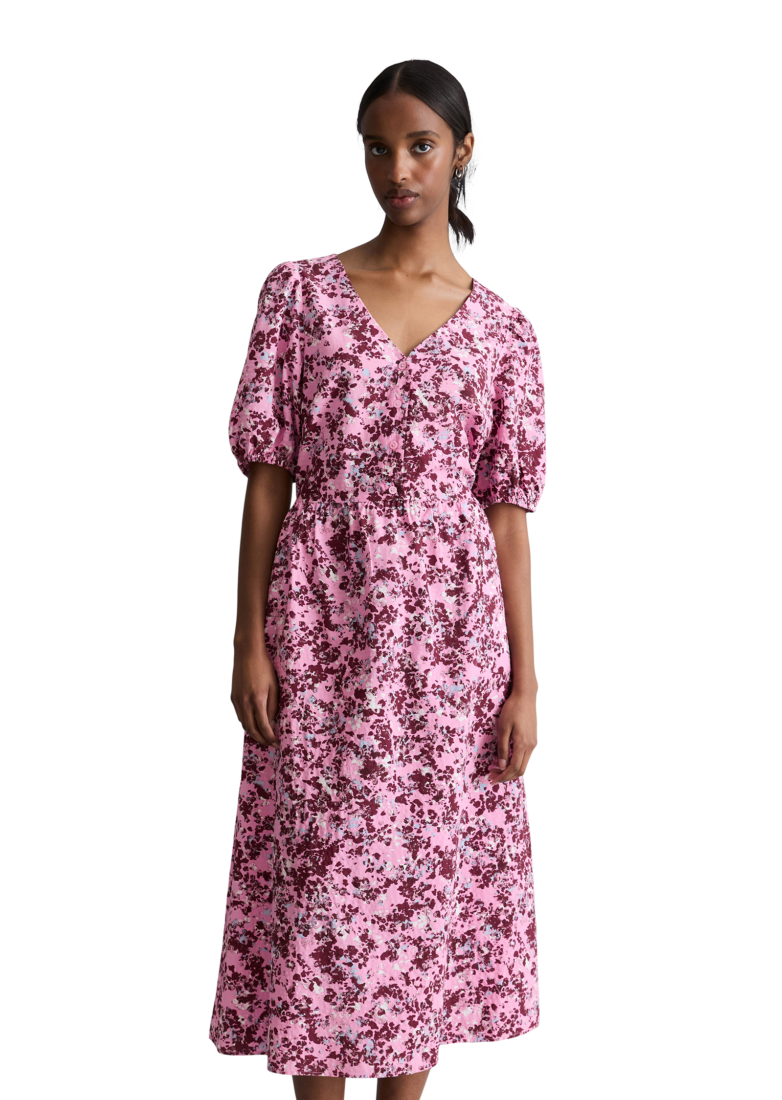 Robe imprimée relaxed en mélange de viscose avec effet froissé, MARC O’POLO DENIM