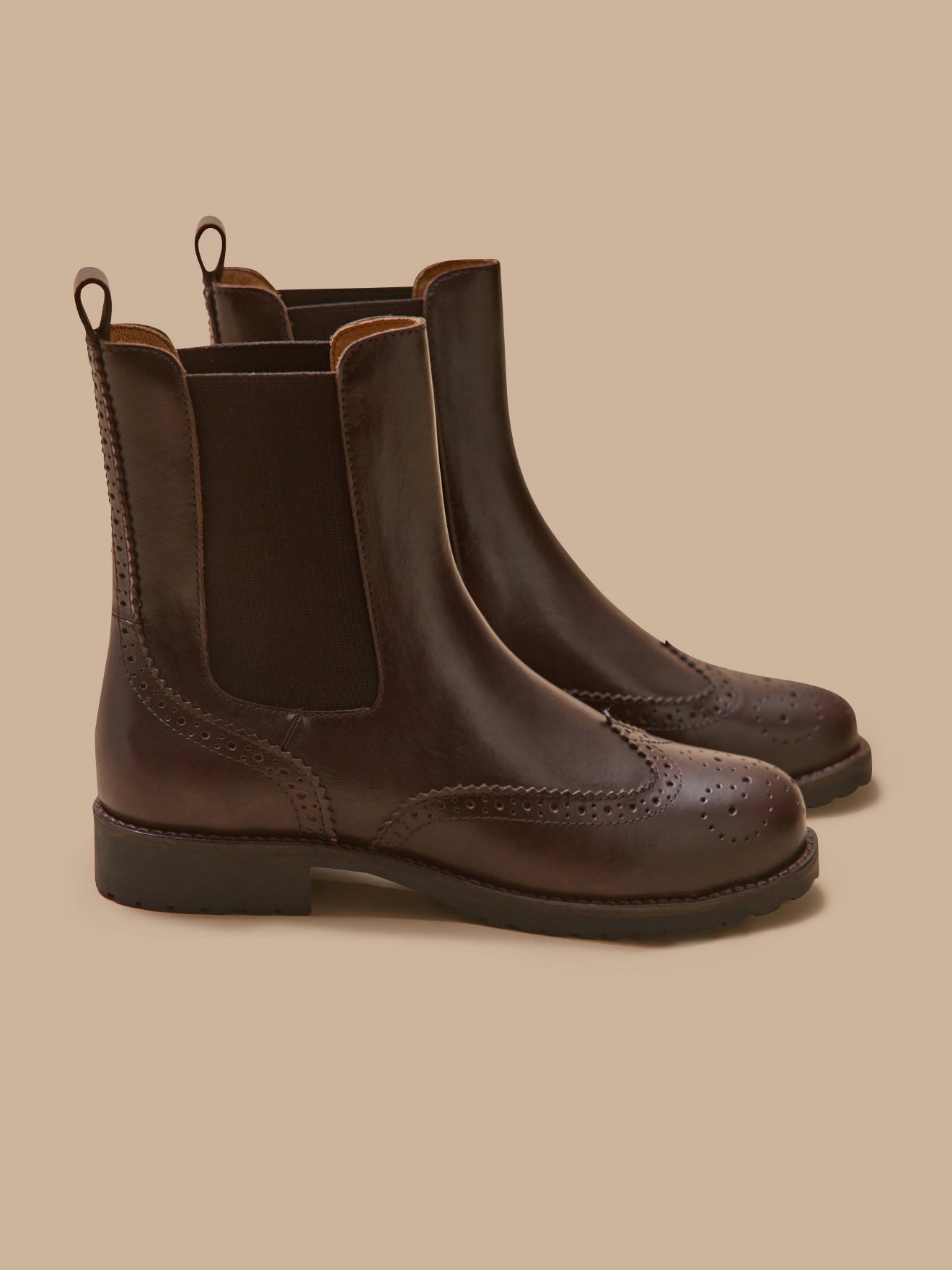 Boots chelsea cuir bout fleuri, CYRILLUS