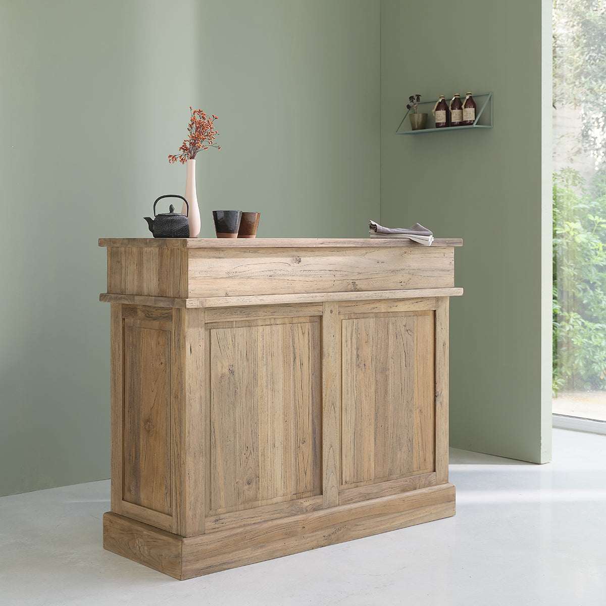 Bar en bois de teck recyclé 120 cm CARGO, BERAH GETAH