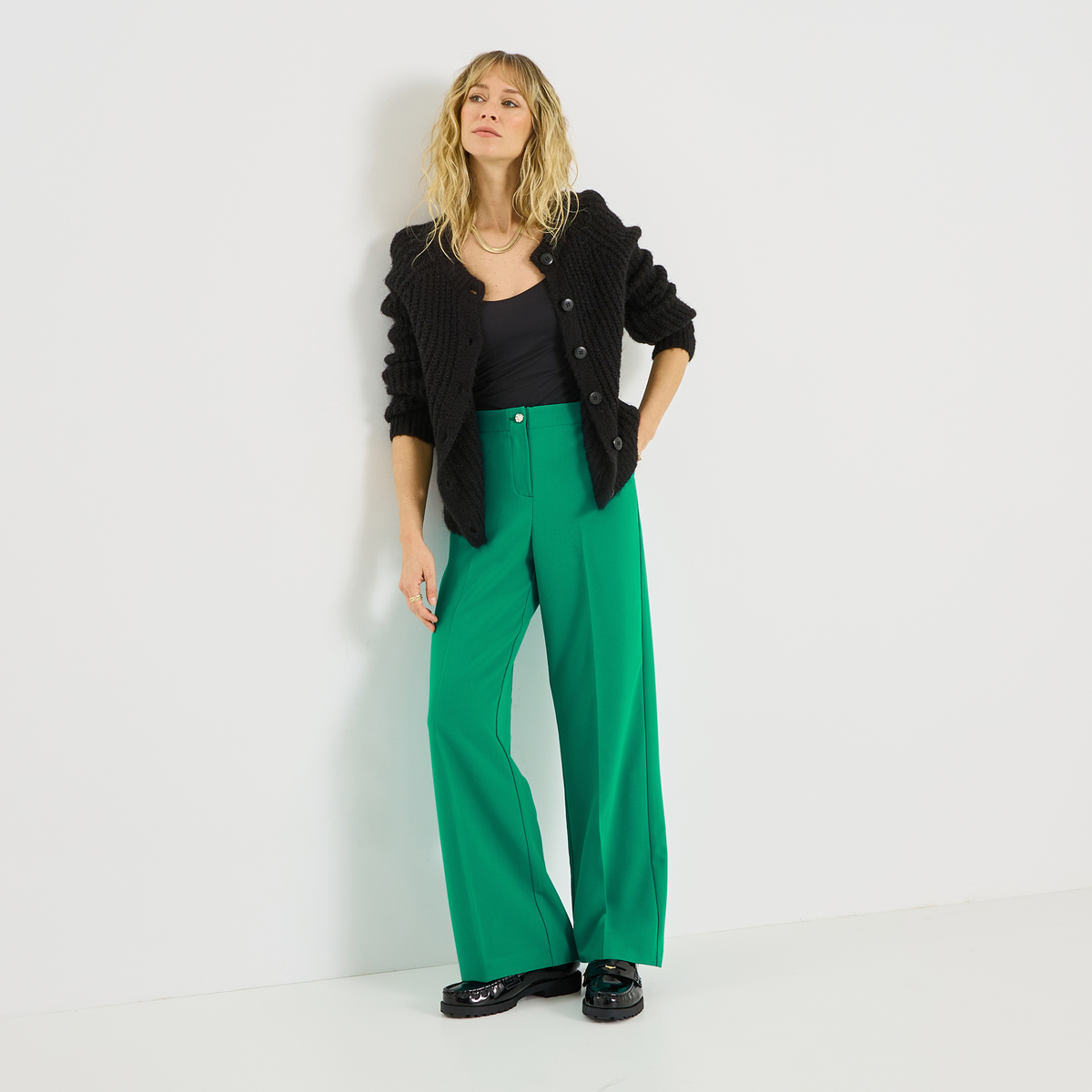 Pantalon large taille élastiquée, GRAIN DE MALICE